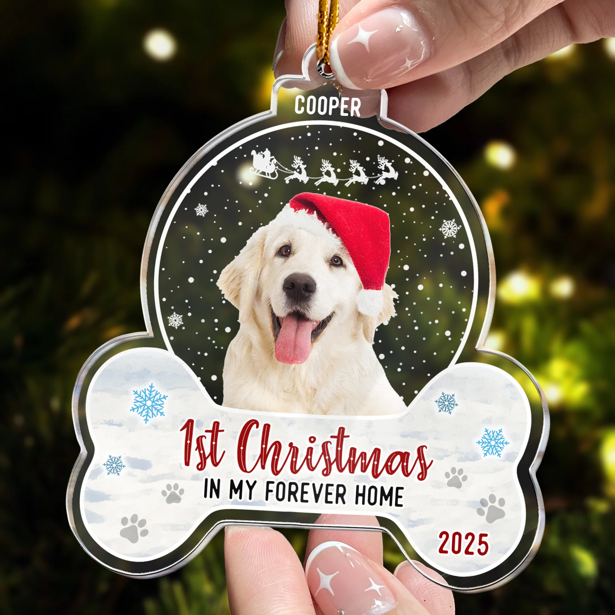 1st Christmas Dog Cat - Personalized Acrylic Photo Ornament - Image 5