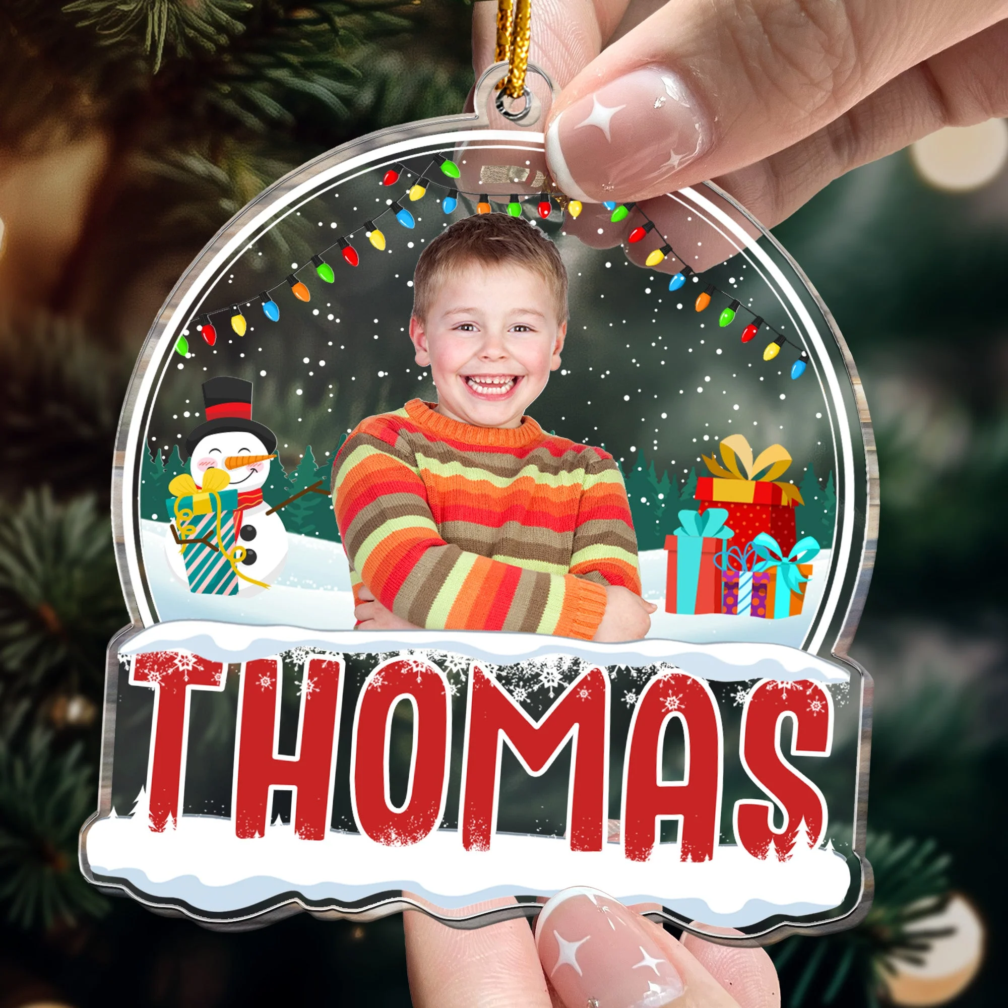 2024 Kids Custom Christmas Names - Personalized Kids Photo Ornament - Image 2