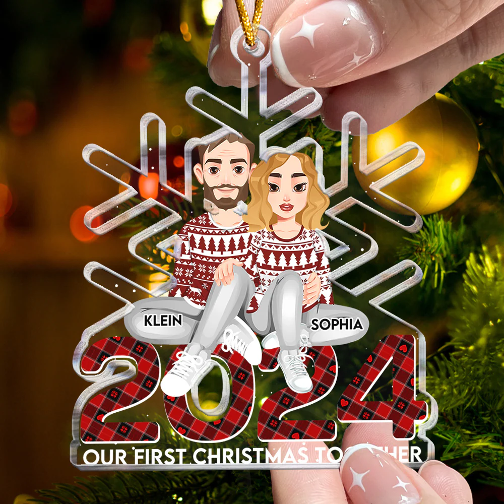 2024 Snow Flake Our First Christmas Together - Personalized Acrylic Ornament - Image 3