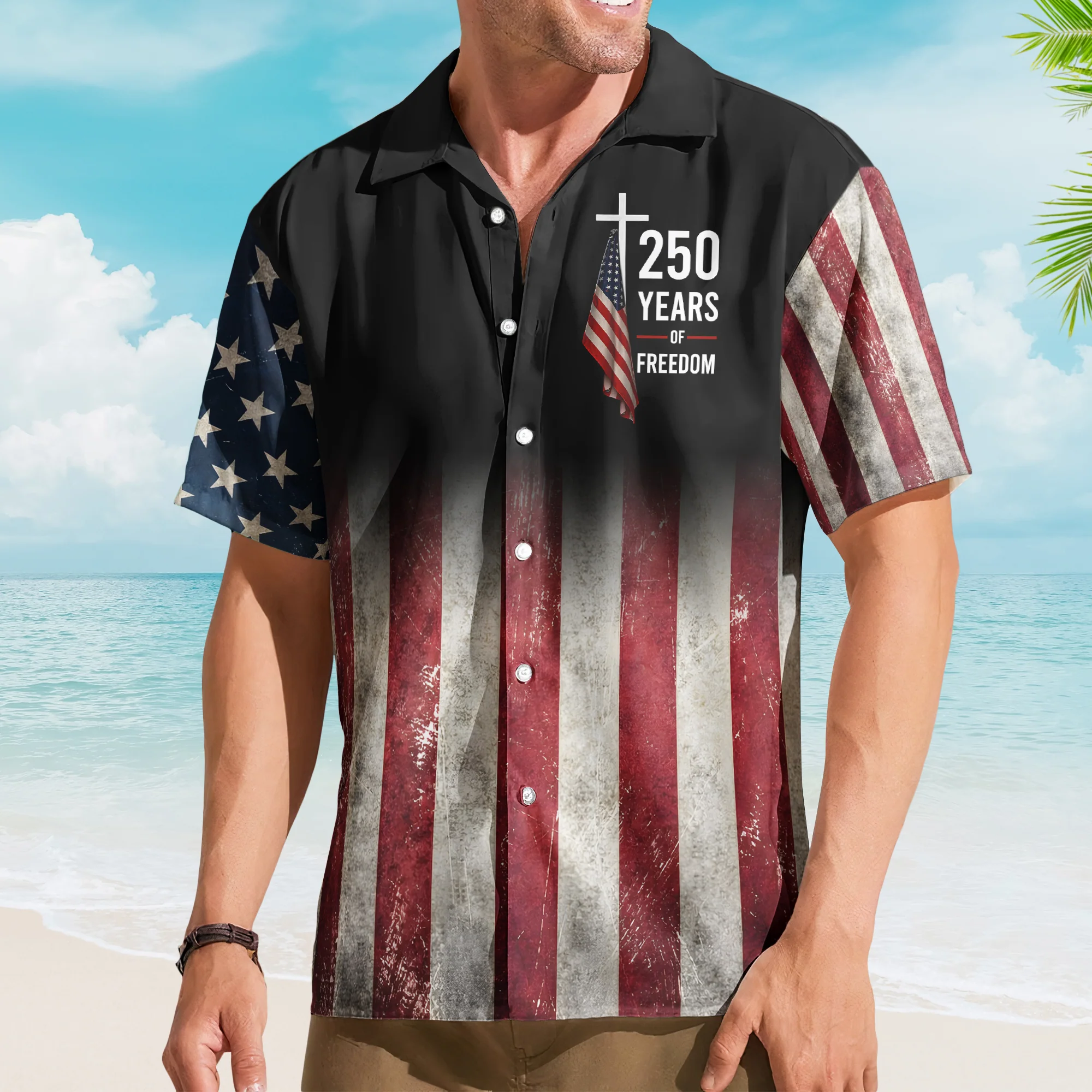 250 Years American Flag - Hawaiian Shirt - Image 3