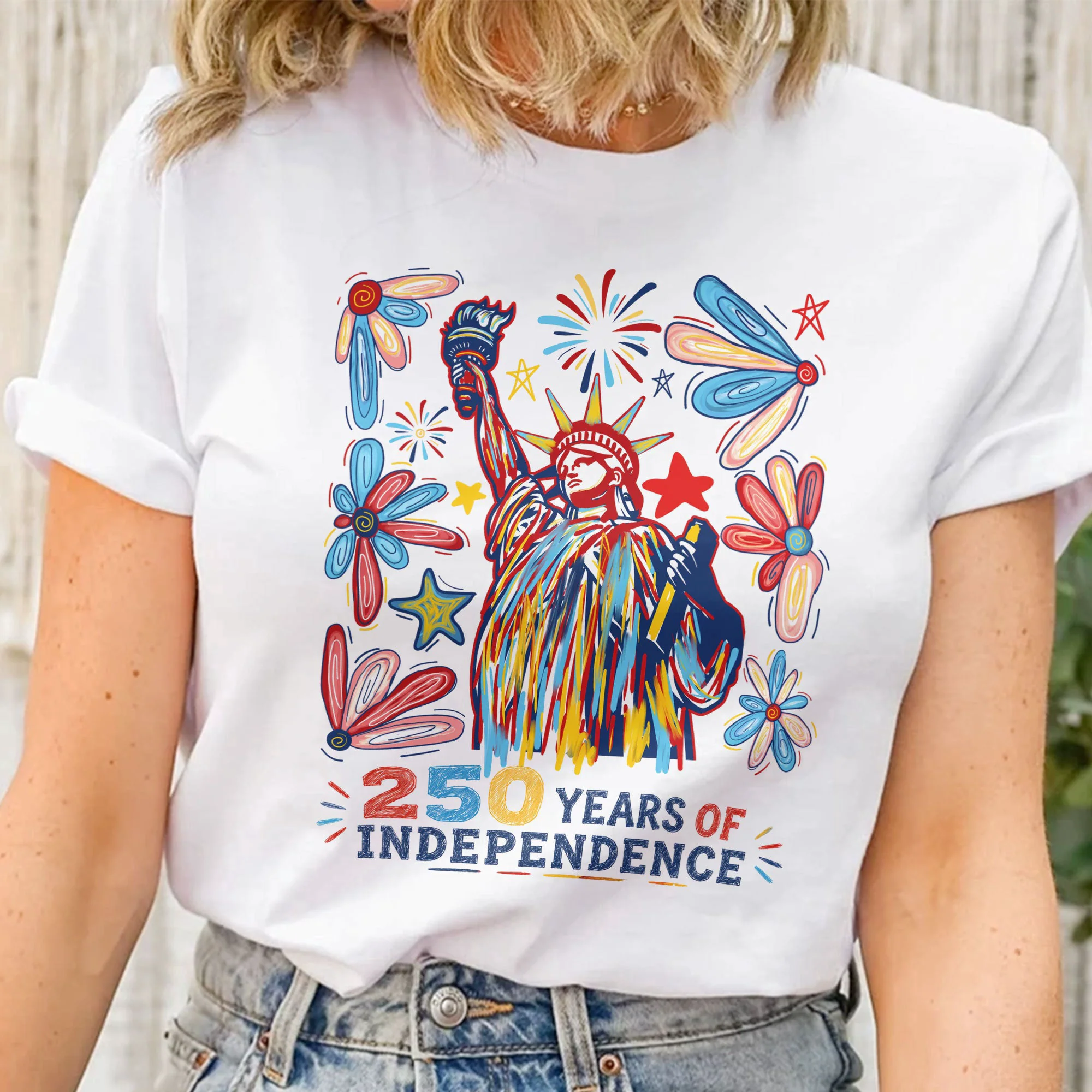 250 Years Independence Retro Style Colorful - Shirt - Image 2