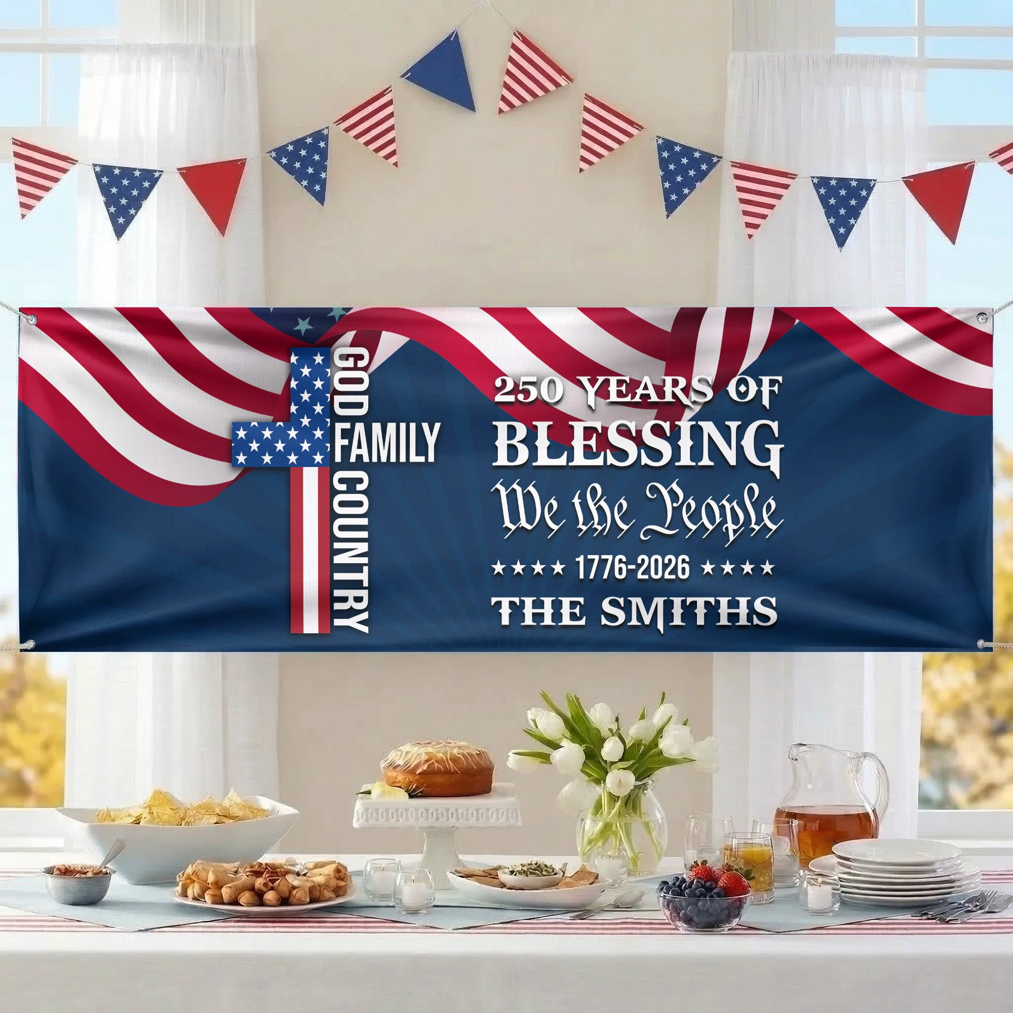250 Years Of Blessings USA Anniversary - Personalized Banner - Image 4