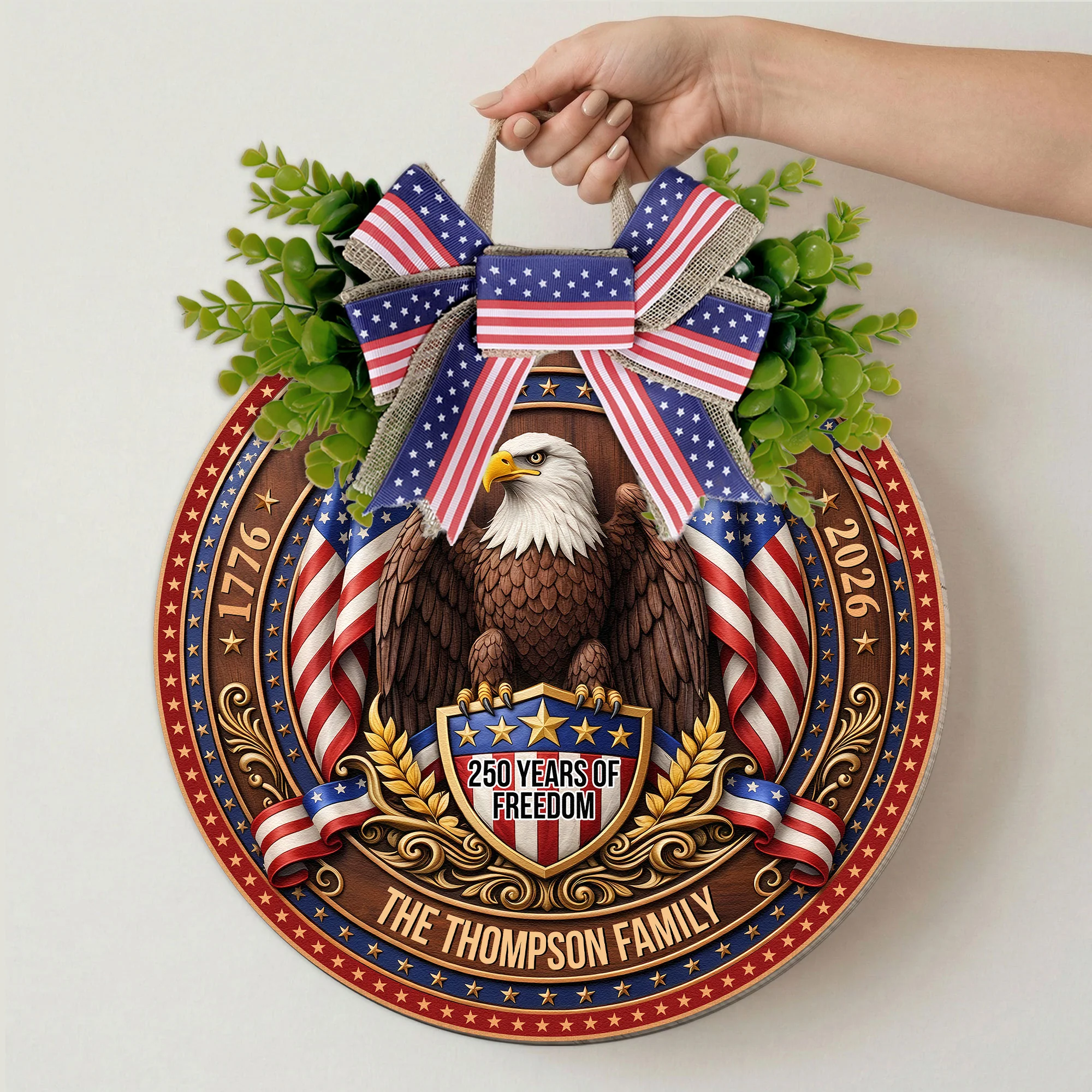 250 Years Of Freedom America Semiquincentennial Eagle Decor - Personalized Wood Sign - Image 4
