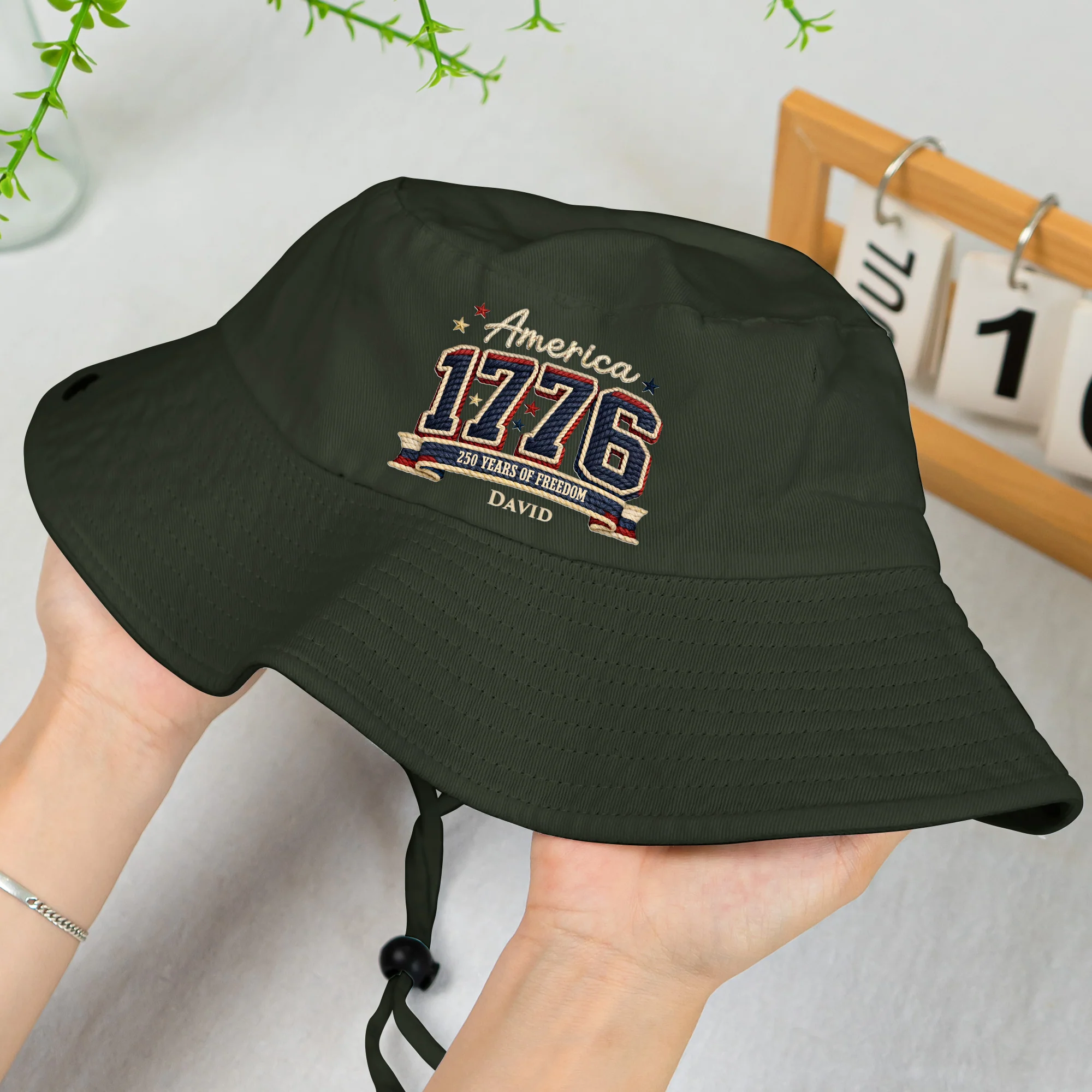 250 Years Of Freedom Faux Pattern - Personalized Bucket Hat - Image 4