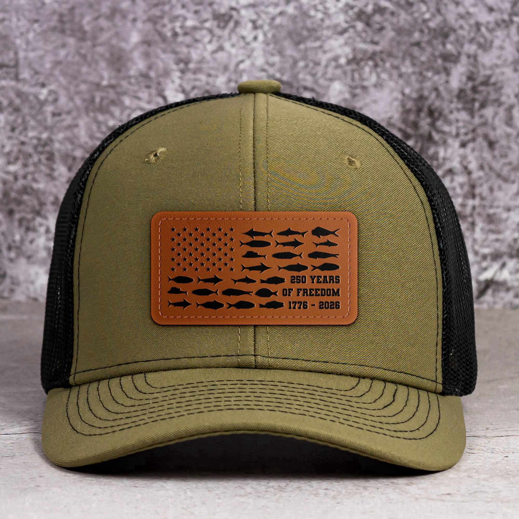 250 Years Of Freedom Fishing USA Flag - Cap
