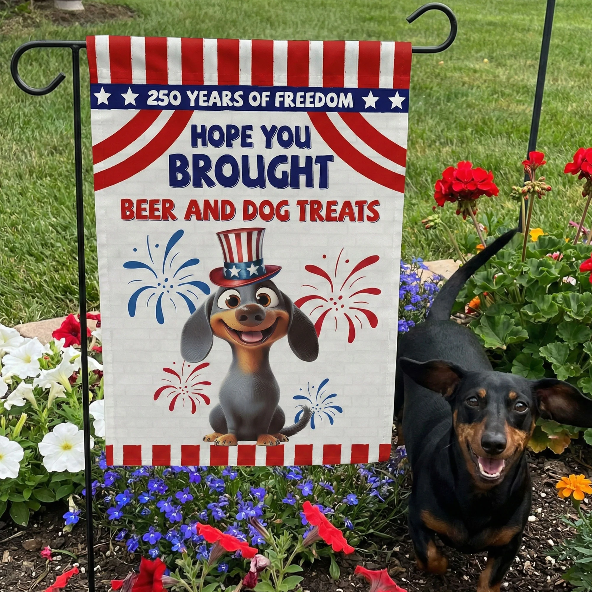250 Years Of Freedom Hope You Brought Beer And Dog Treats - Personalized Flag - Image 3