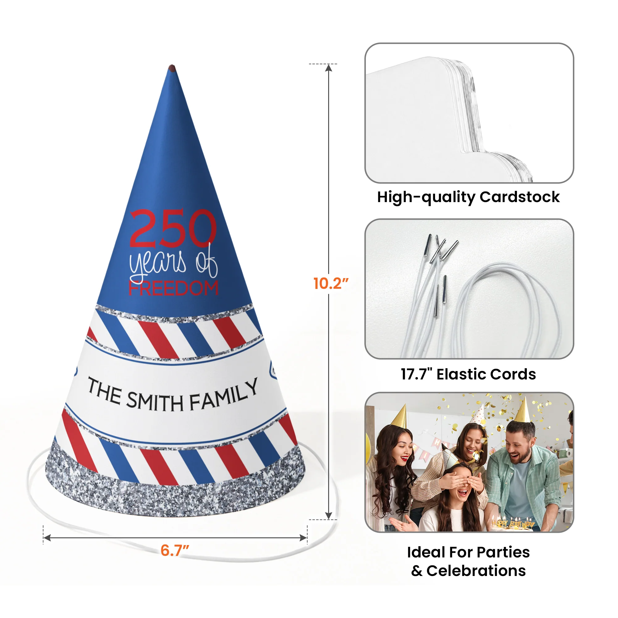 250 Years Of Freedom - Personalized Party Hats - Image 5
