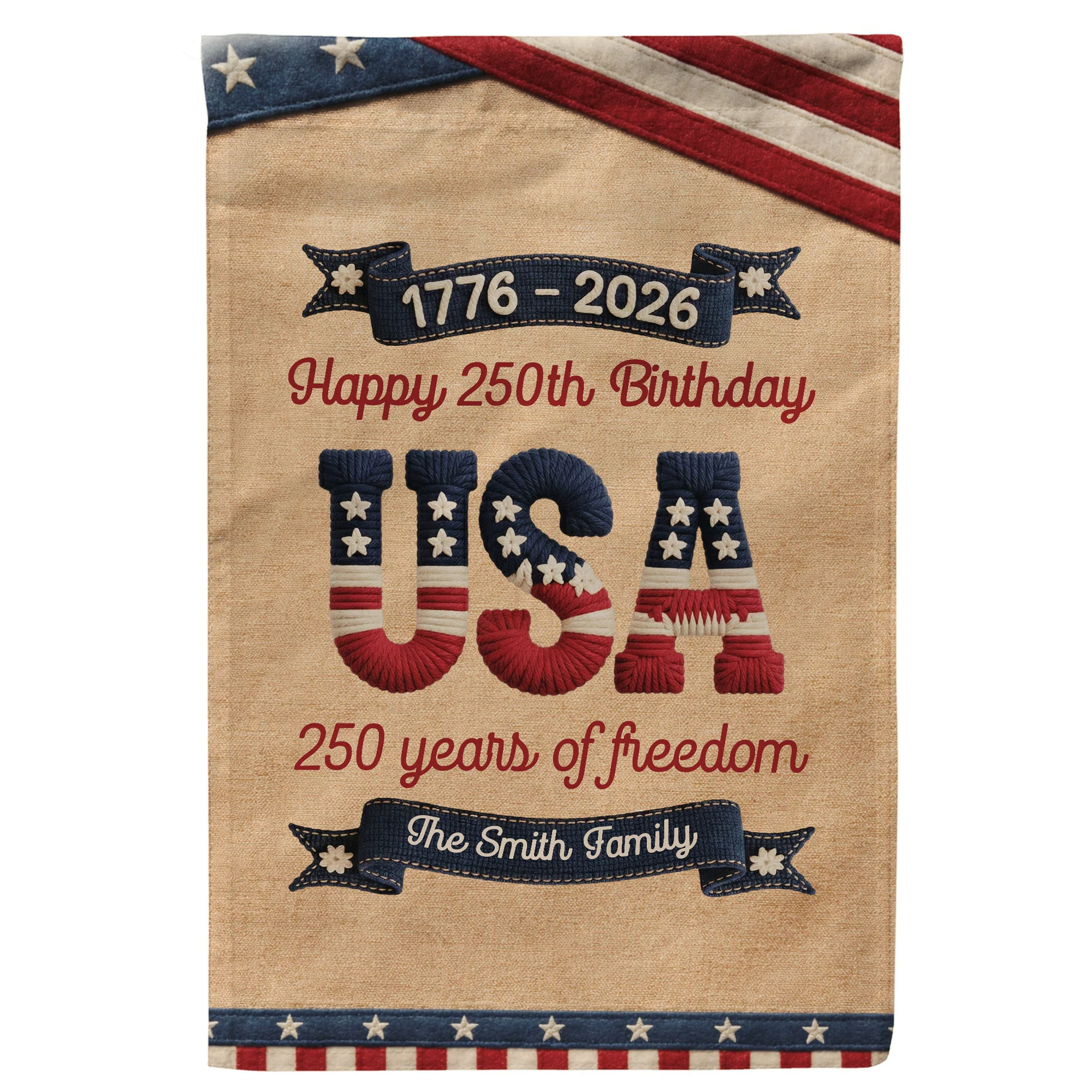 250 Years Of Freedom Usa Birthday Faux Pattern - Personalized Flag - Image 3