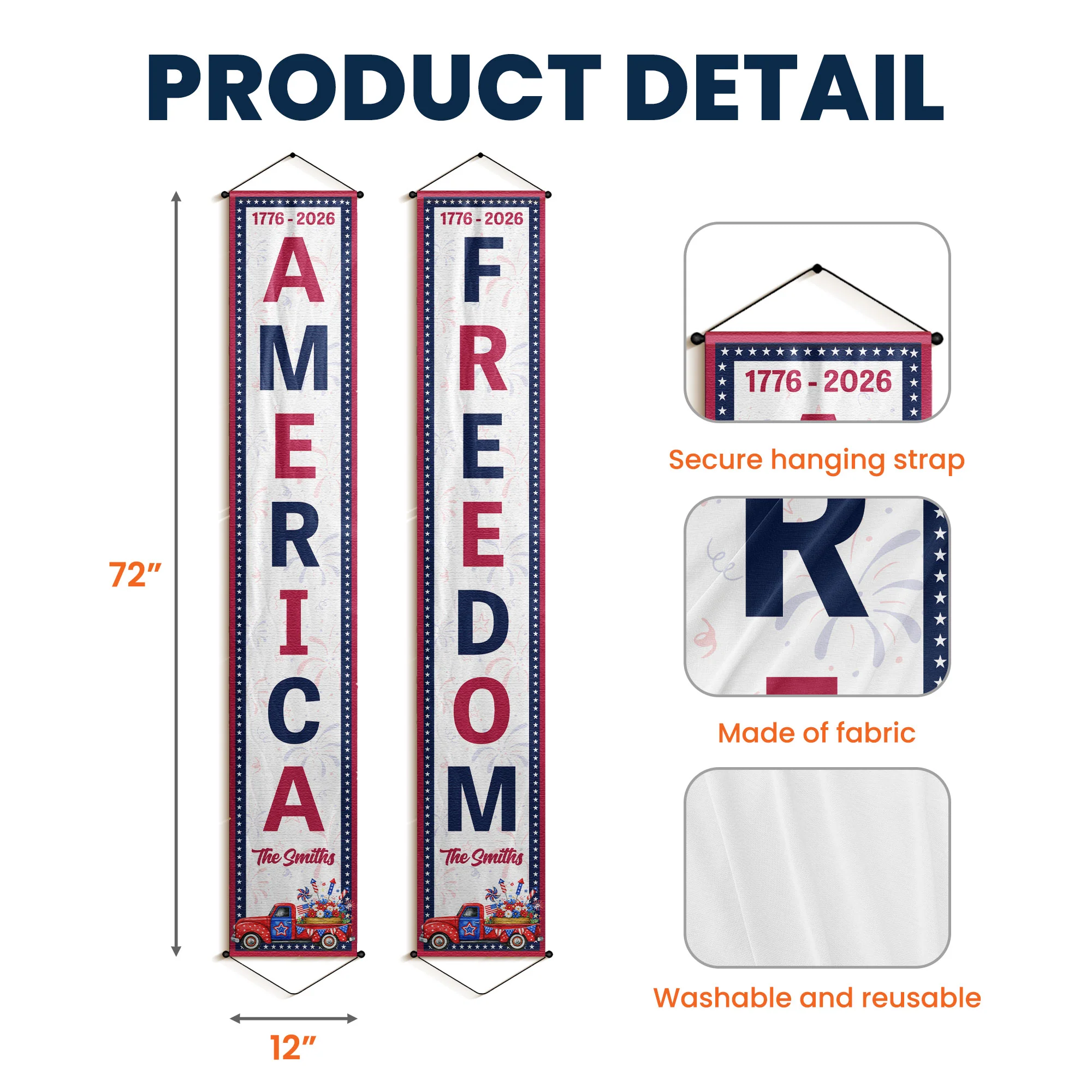 250 Years Of Freedom Usa Patriotic Decor - Personalized Porch Banners - Image 4