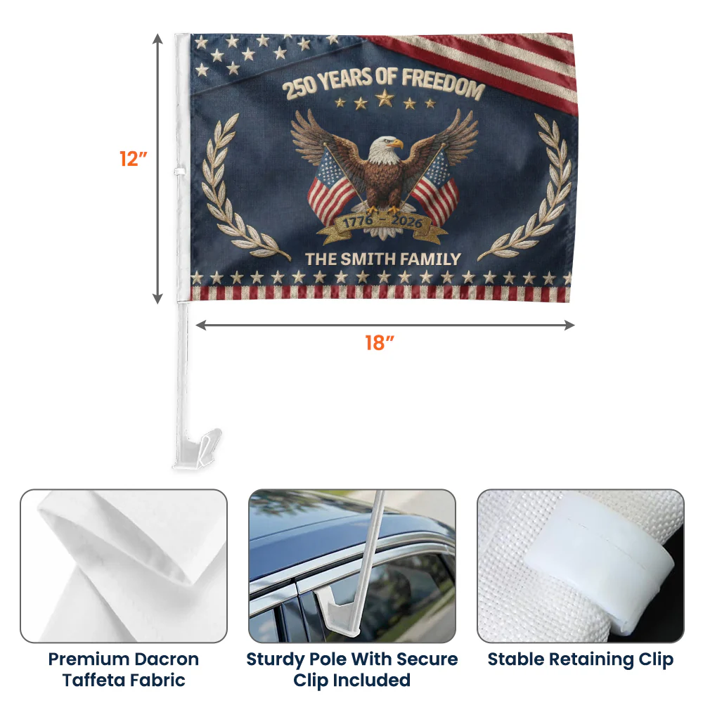 250th Anniversary USA Patriotic Faux Pattern - Personalized Car Flag - Image 5