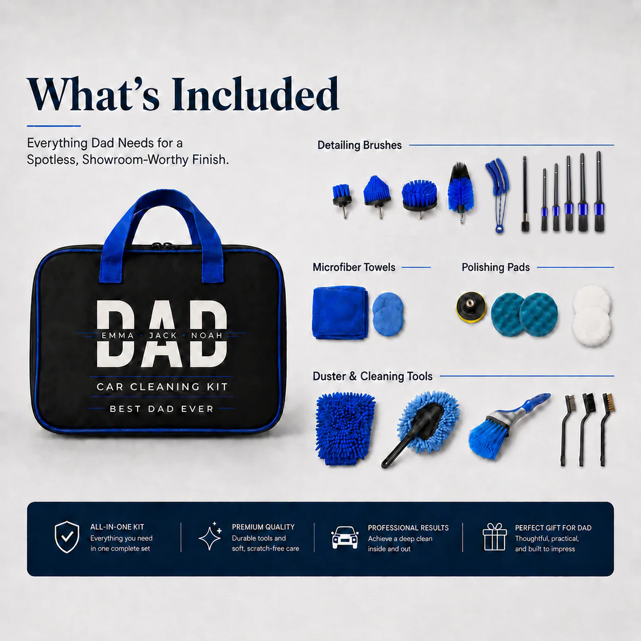 27 Pcs Car Cleaning Kit – The Perfect Gift For Dad Or Husband - Personalized Car Cleaning Kit - Image 5