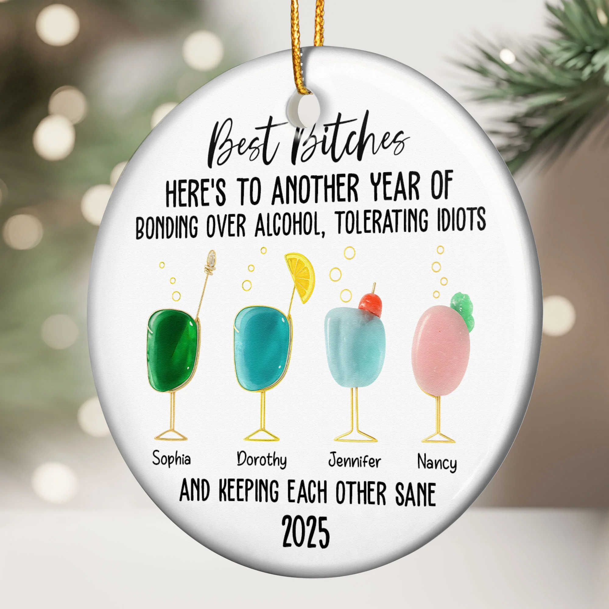 2D Flat Friendship Seaglass - Personalized Ceramic Ornament - Image 2