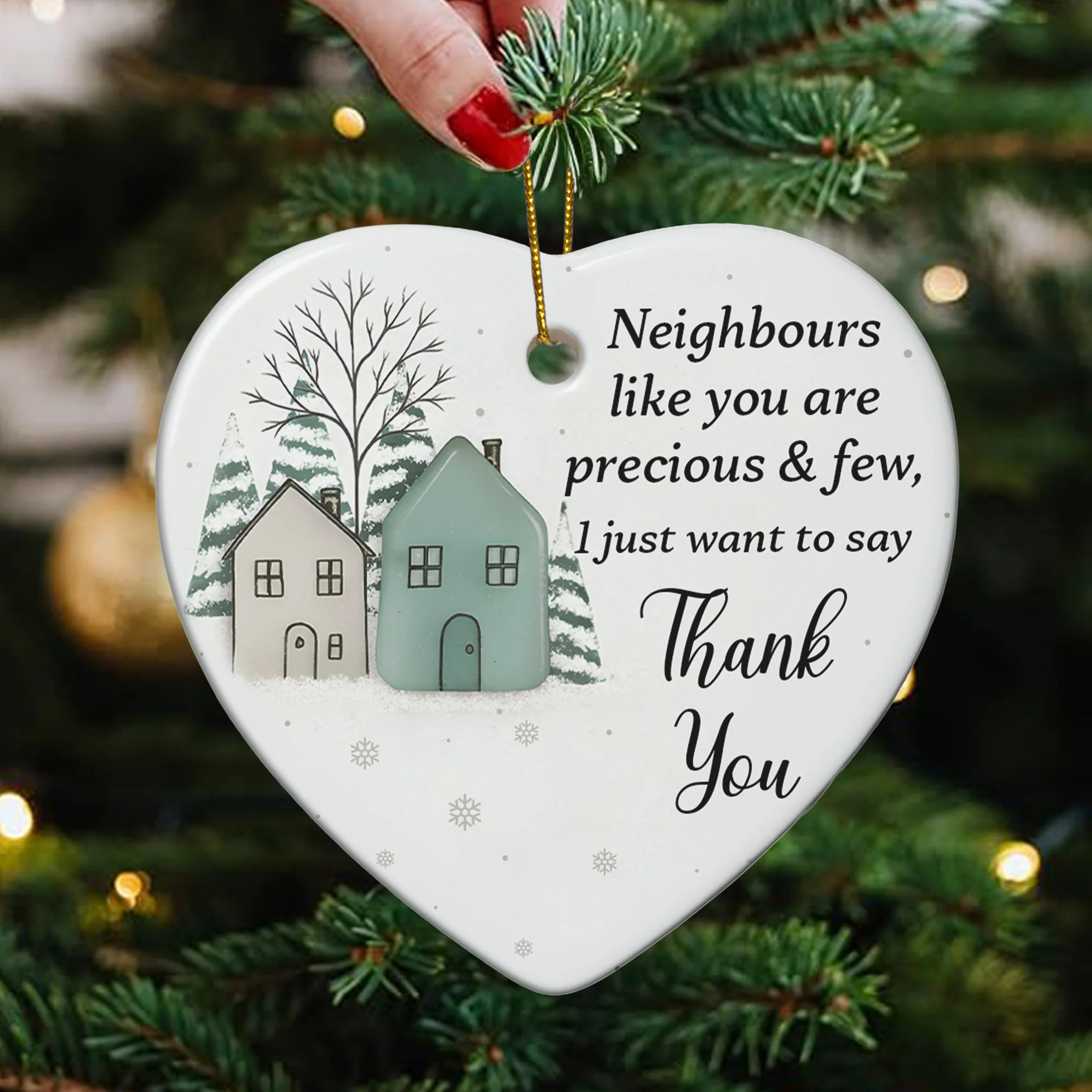 2D Sea Glass Effect Printed Thank You Neighbours Appreciation Bulk Christmas Gifts - Ceramic Ornament - Image 2