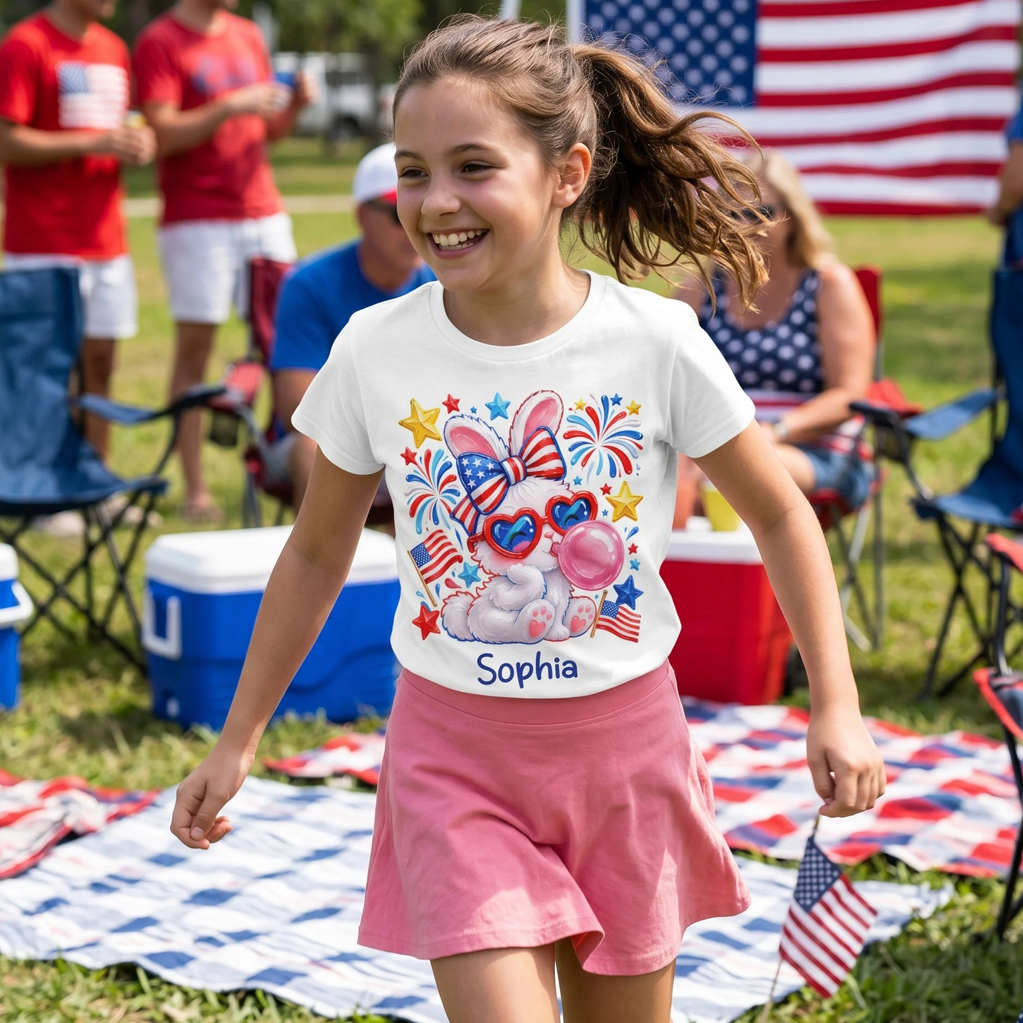 4th Of July Patriotic Kids Duck Usa Fireworks Flag - Personalized Kids Clothing Set - Image 3