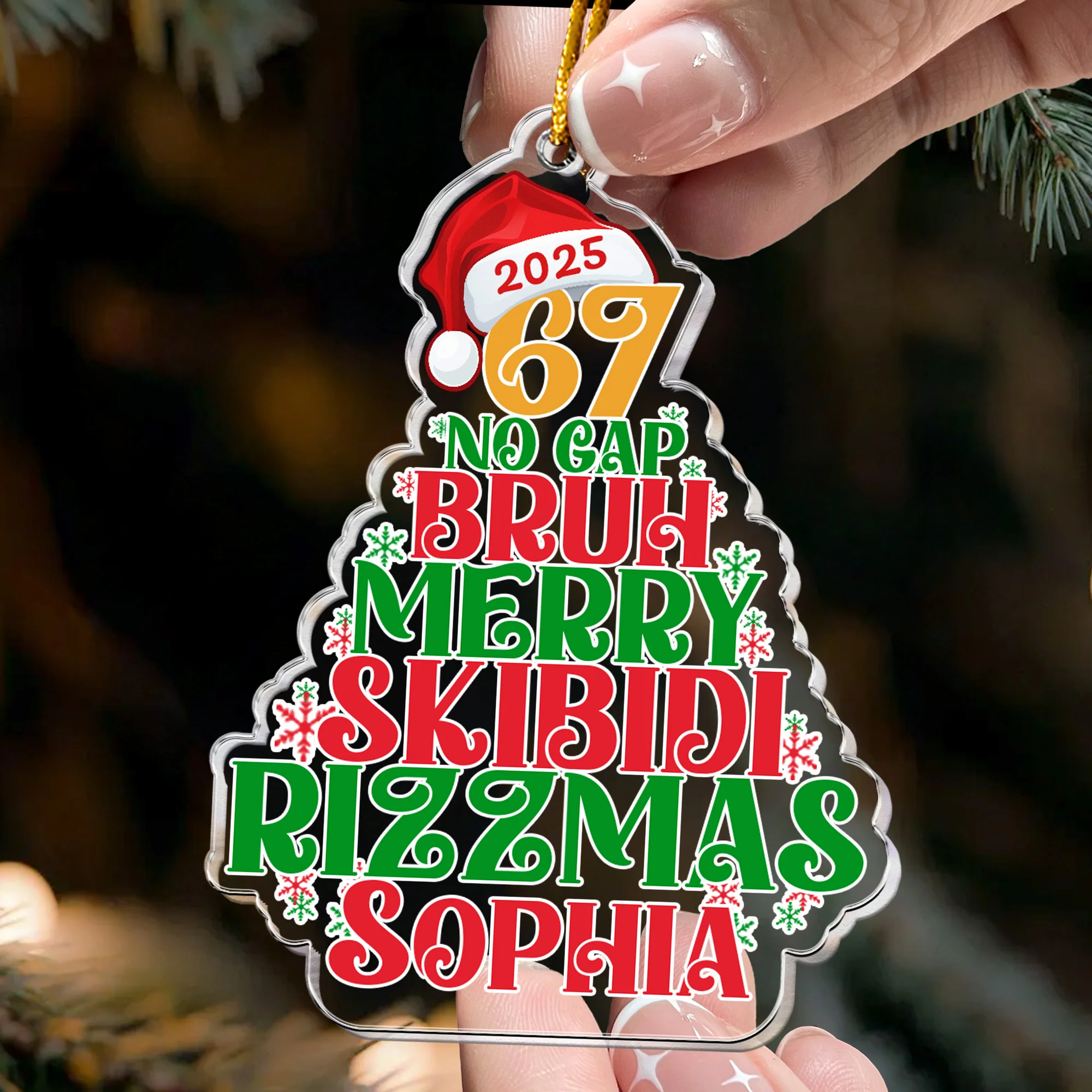 67 Bruh 2025 Slang - Personalized Acrylic Ornament - Image 2