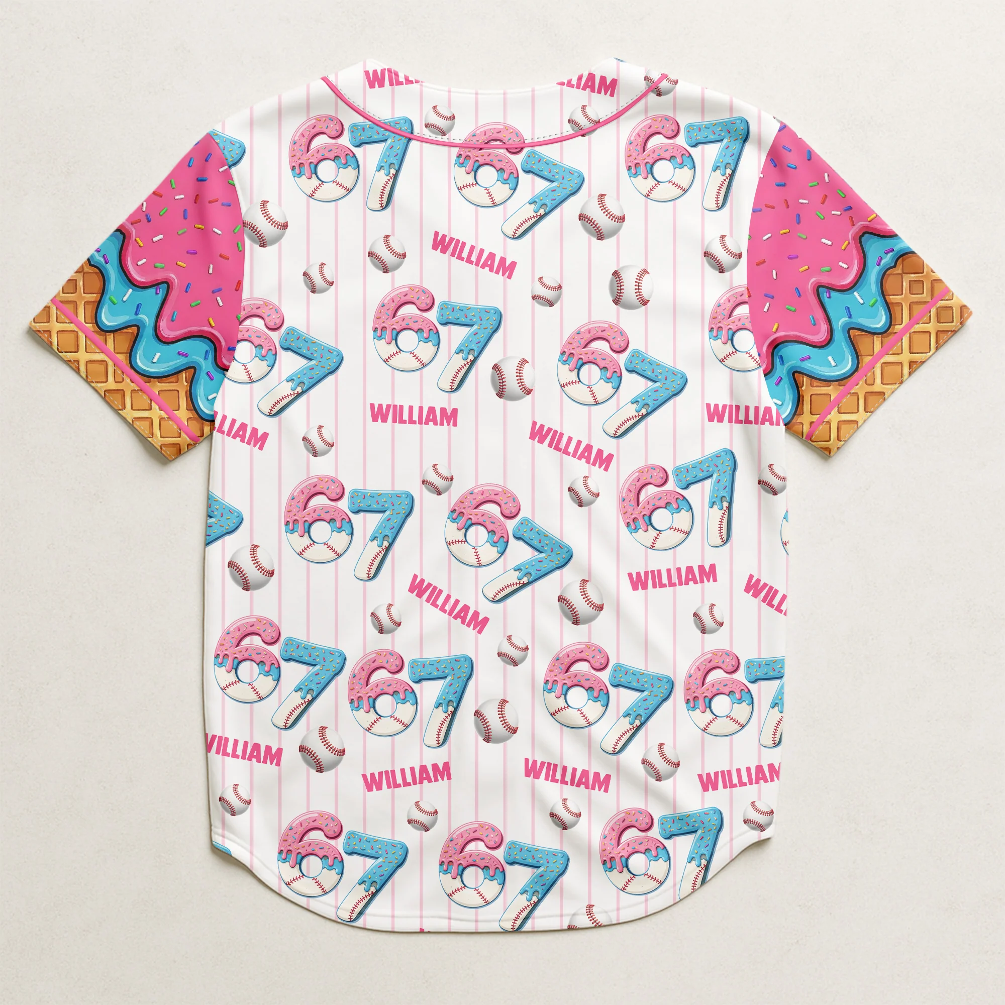 67 Sport Ice Cream Drip - Personalized Kids Baseball Jersey - Image 4