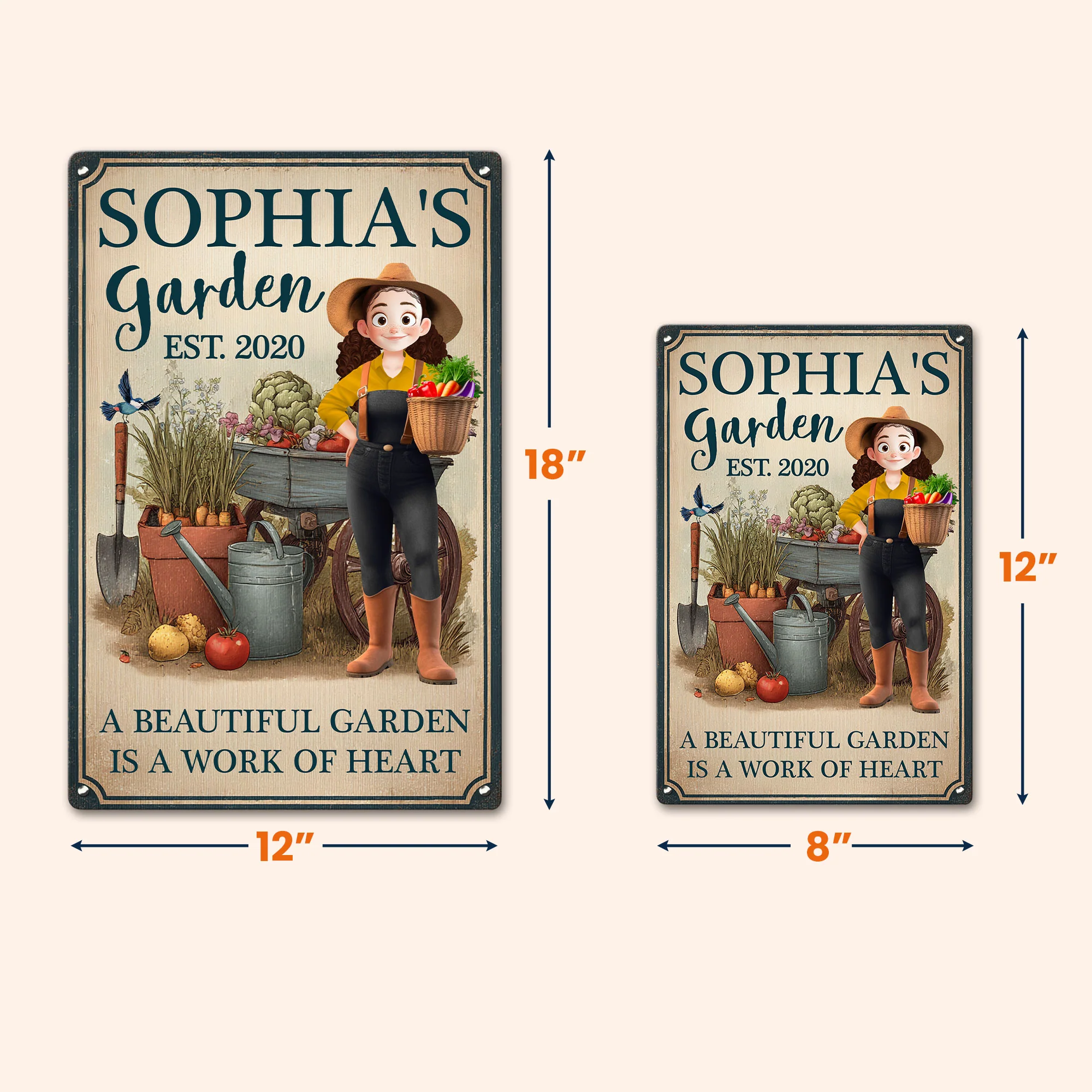A Beautiful Garden Is A Work Of Heart - Personalized Metal Sign - Image 4