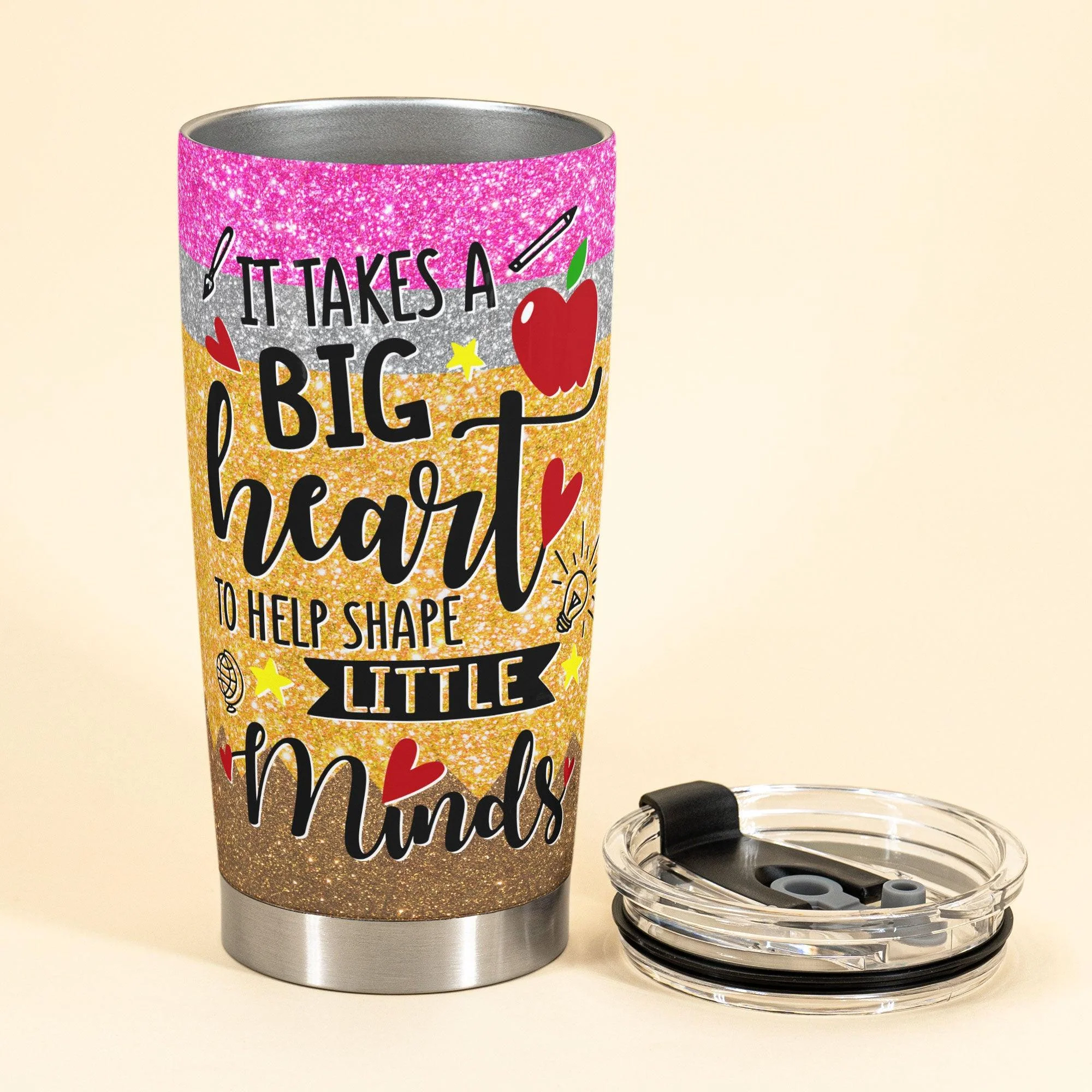 A Big Heart - Personalized Tumbler Cup - Birthday Gift For Teacher Colleague Student - Image 3