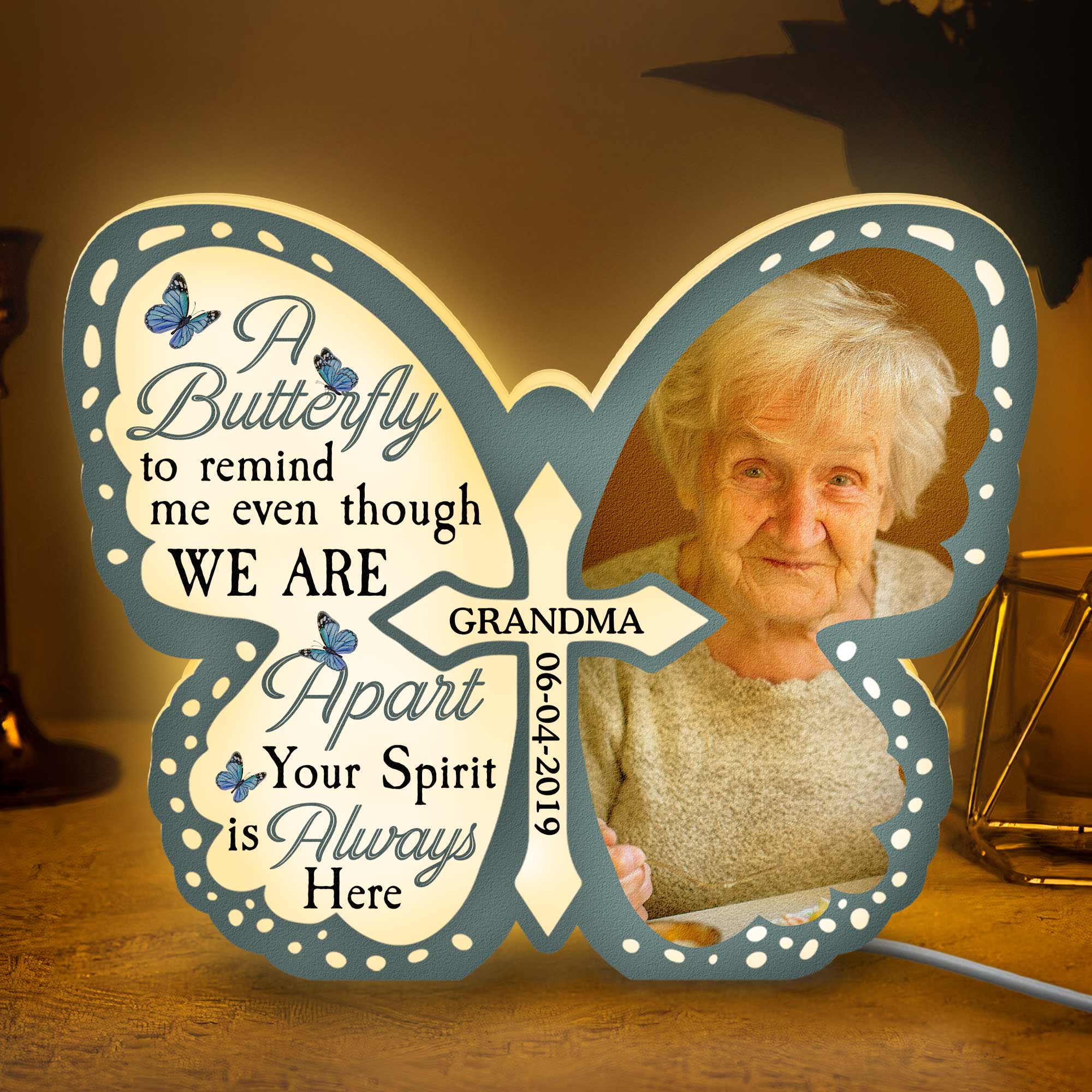 A Butterfly To Remind Me - Personalized Photo Light Box - Image 3