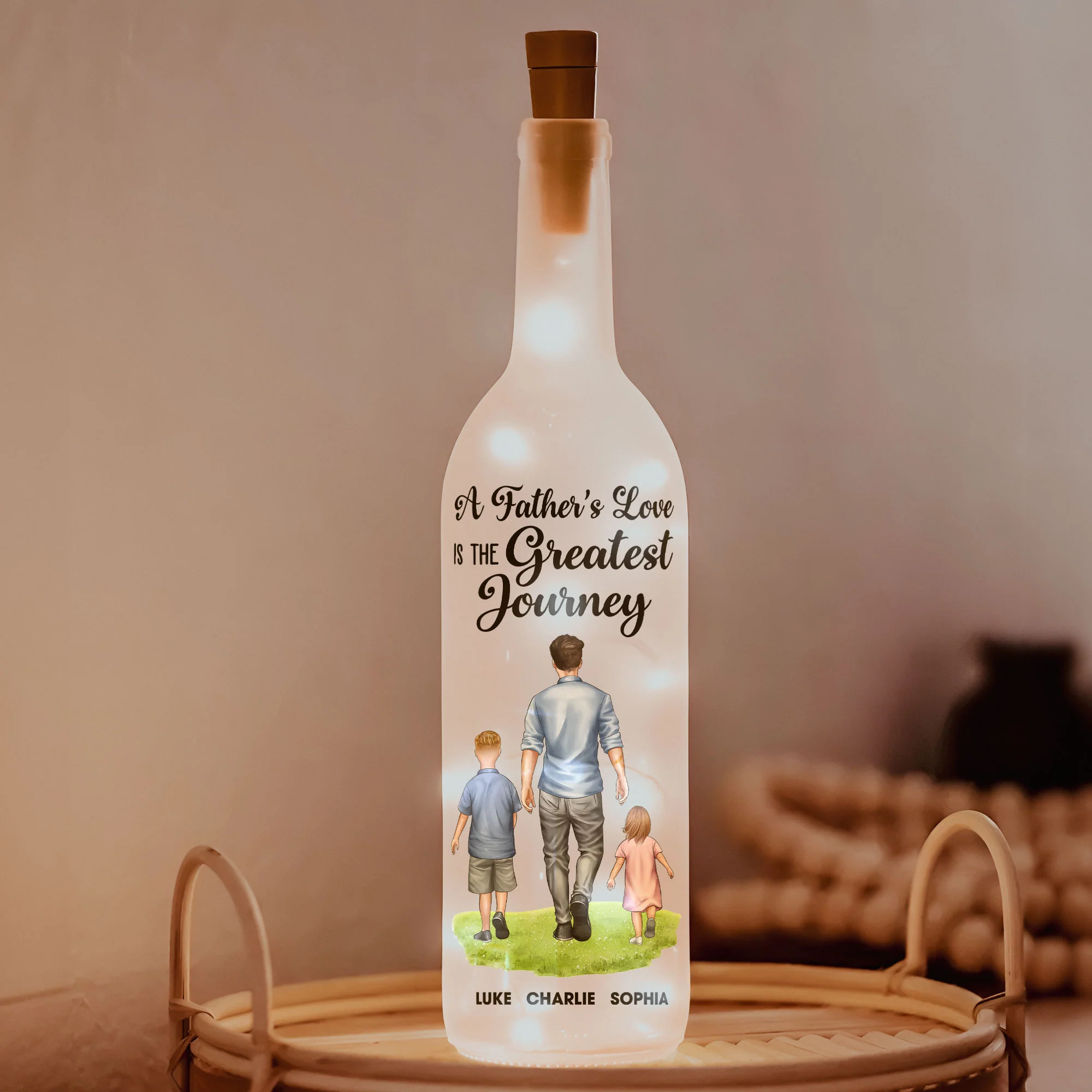 A Father's Love Is The Greatest Journey - Personalized Bottle Lamp