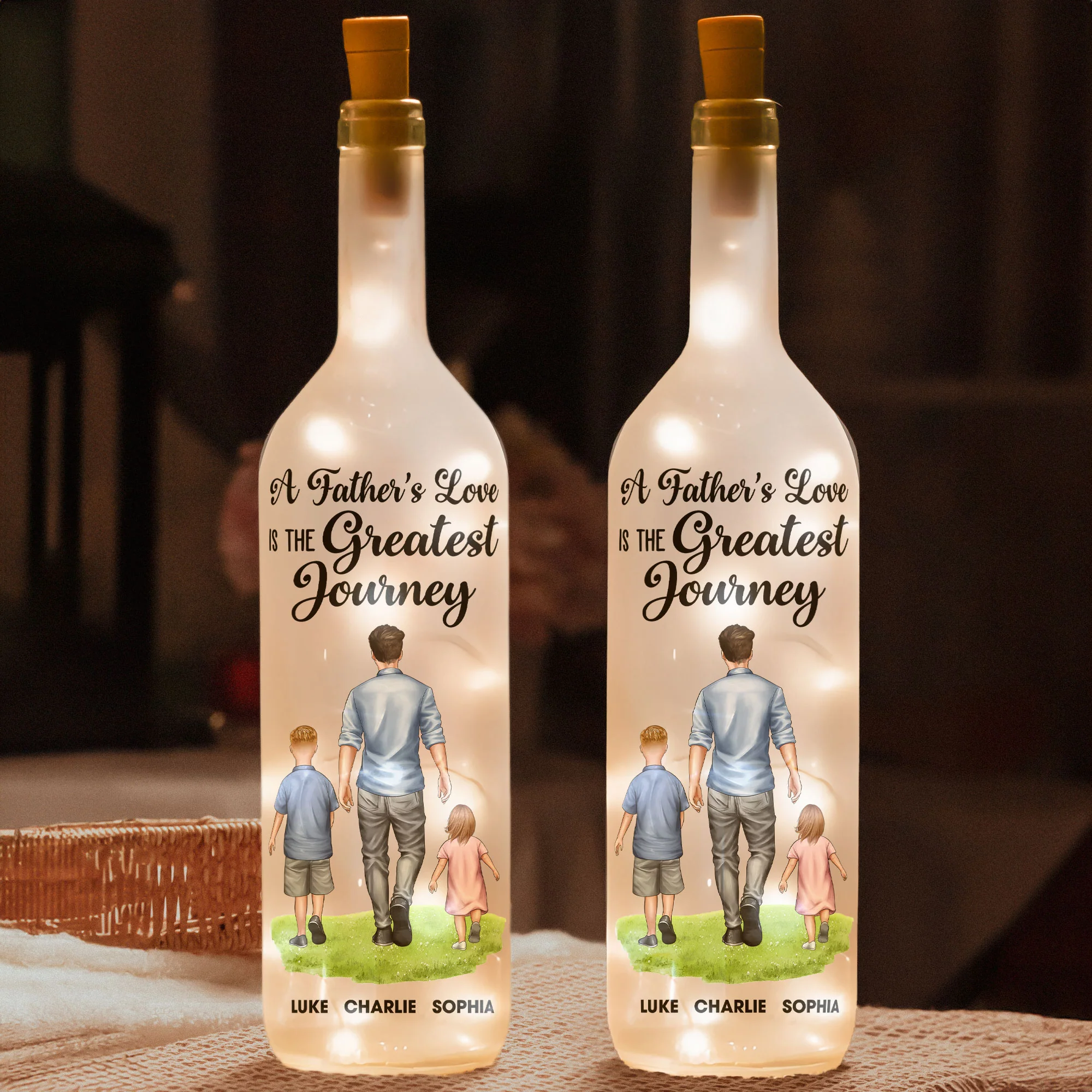 A Father's Love Is The Greatest Journey - Personalized Bottle Lamp - Image 2