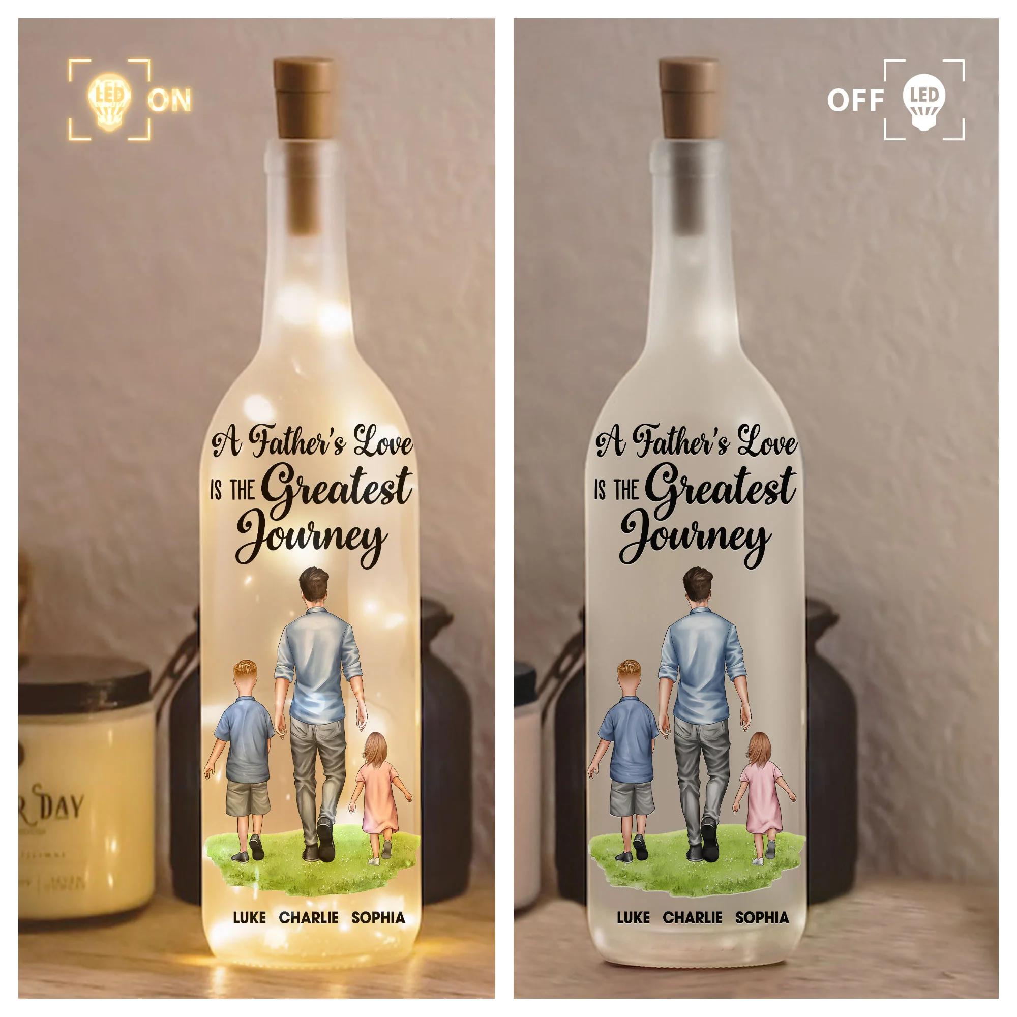 A Father's Love Is The Greatest Journey - Personalized Bottle Lamp - Image 3