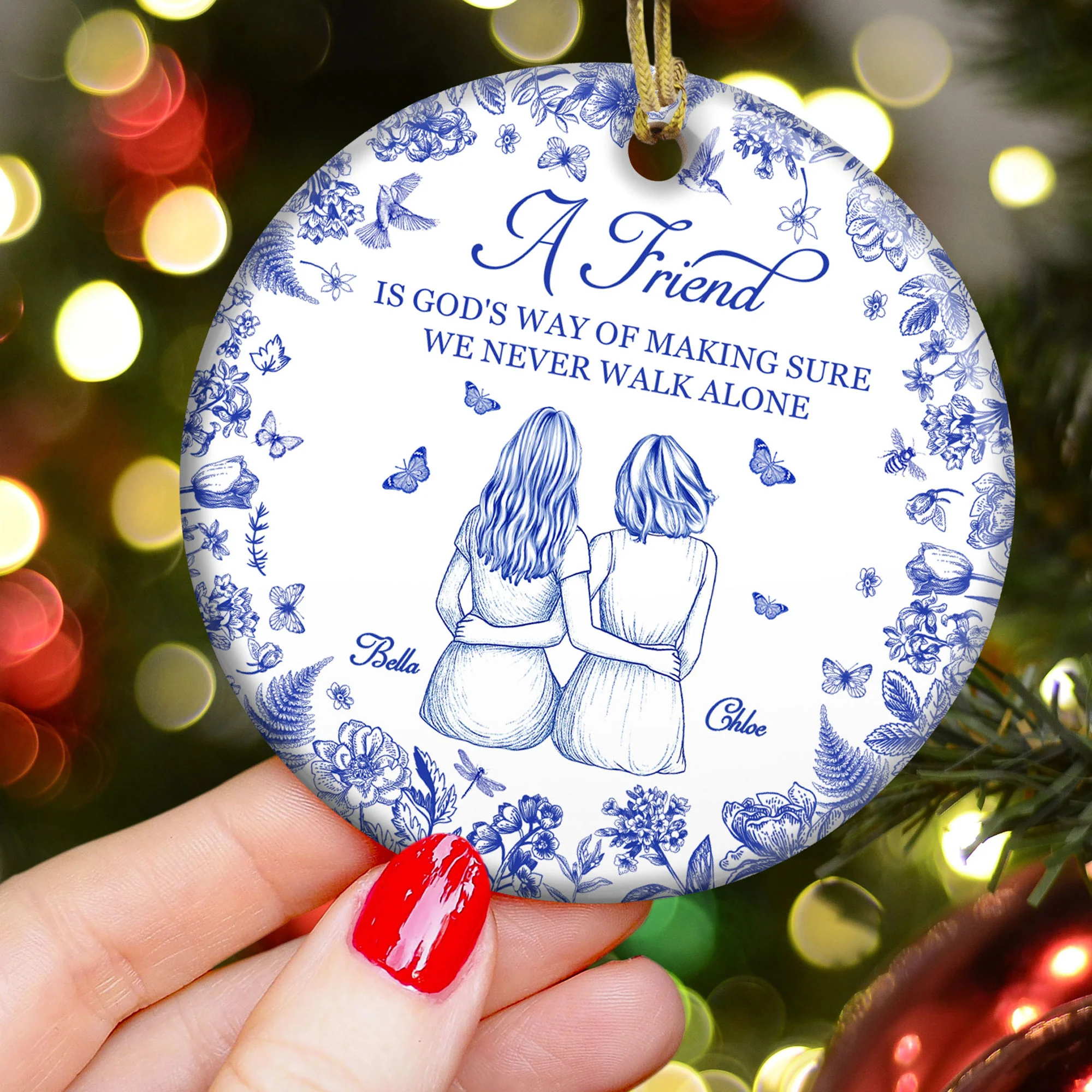 A Friend Is God's Way - Personalized Ceramic Ornament - Image 3