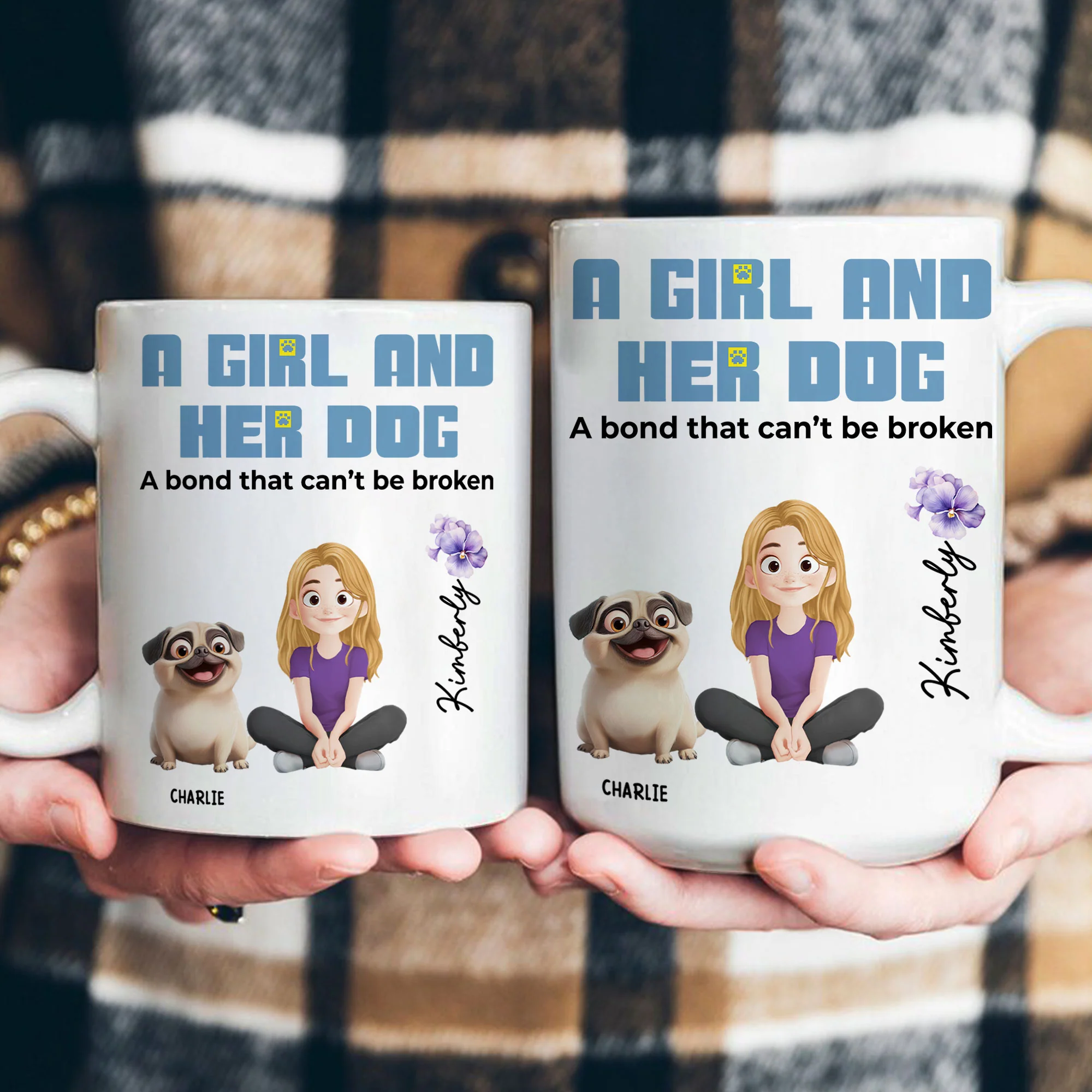 A Girl And Her Dog A Bond That Can't Be Broken - Personalized Mug - Image 4