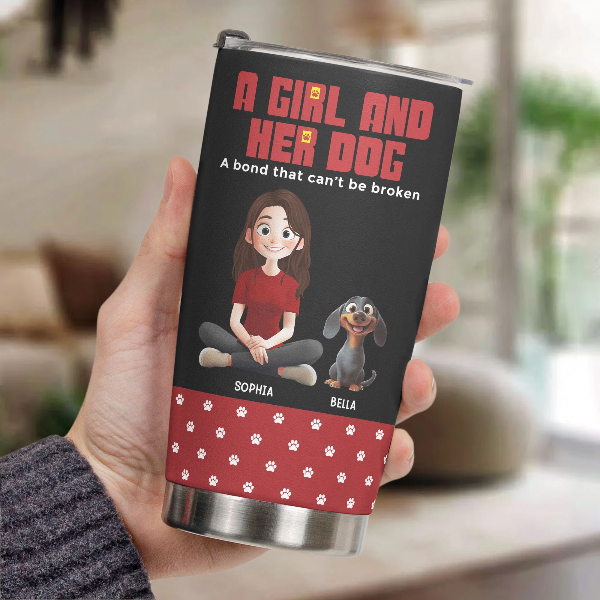 A Girl And Her Dog A Bond That Can't Be Broken - Personalized Tumbler - Image 3