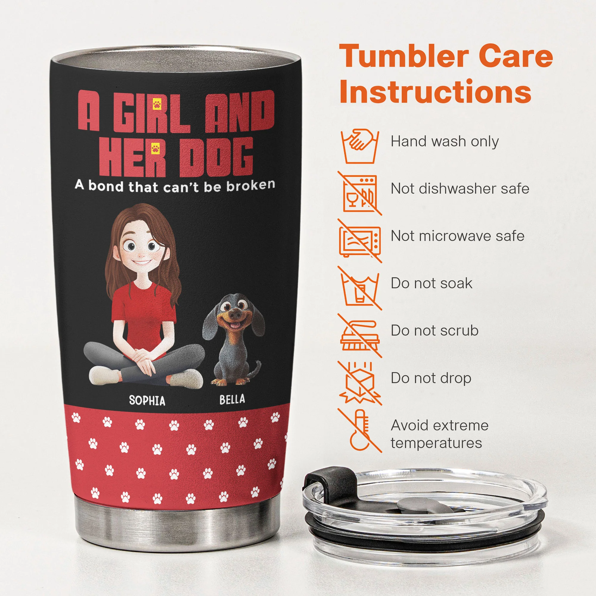 A Girl And Her Dog A Bond That Can't Be Broken - Personalized Tumbler - Image 5