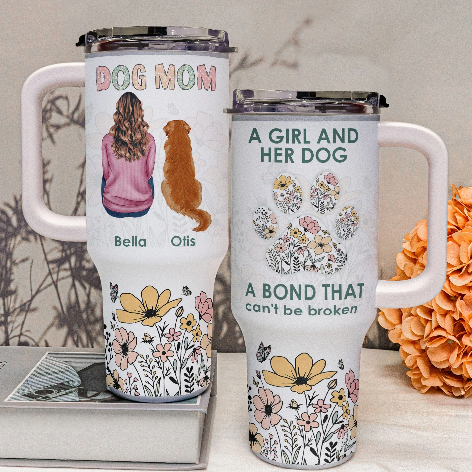 A Girl And Her Dog Unbreakable Bond - Personalized 40oz Tumbler With Straw - Image 3