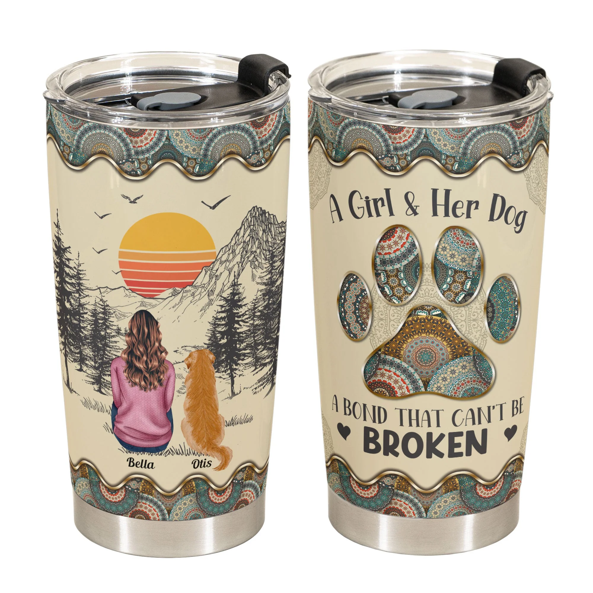 A Girl And Her Dog Unbreakable Bond - Personalized Tumbler Cup - Image 2