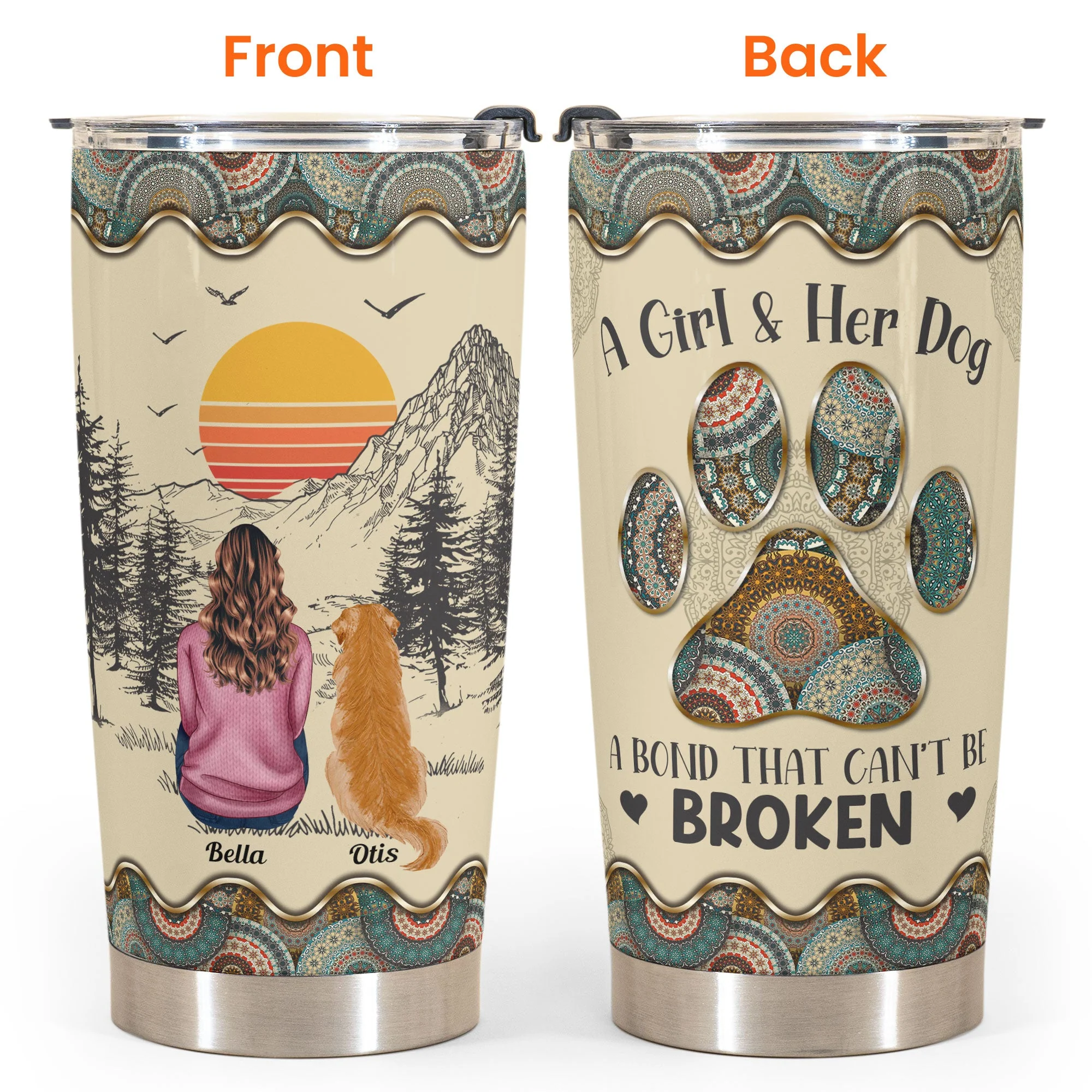 A Girl And Her Dog Unbreakable Bond - Personalized Tumbler Cup - Image 4