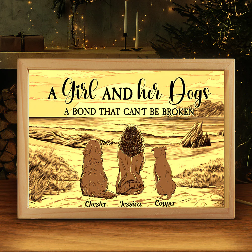 A Girl And Her Dogs A Bond That Can't Be Broken - Personalized Frame Light Box - Image 2