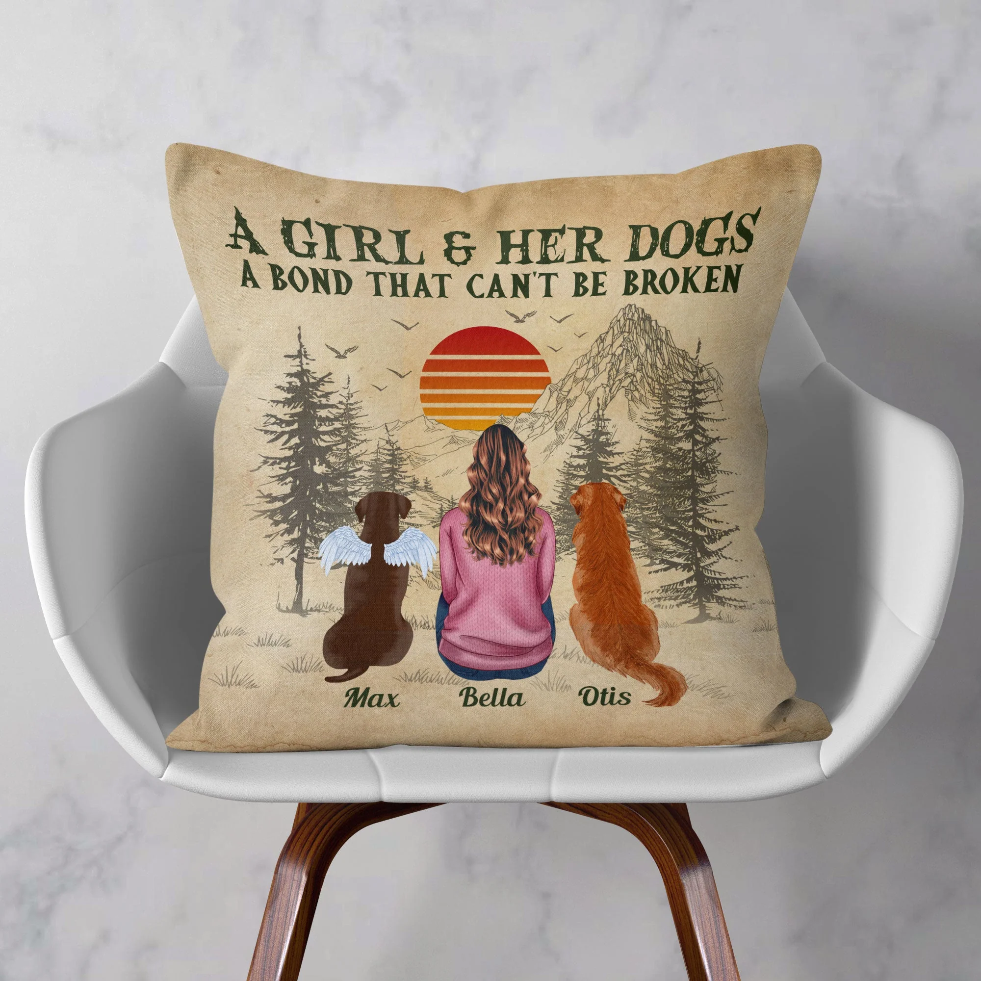 A Girl And Her Dogs Cats Unbreakable Bond - Personalized Pillow (Insert Included) - Image 2