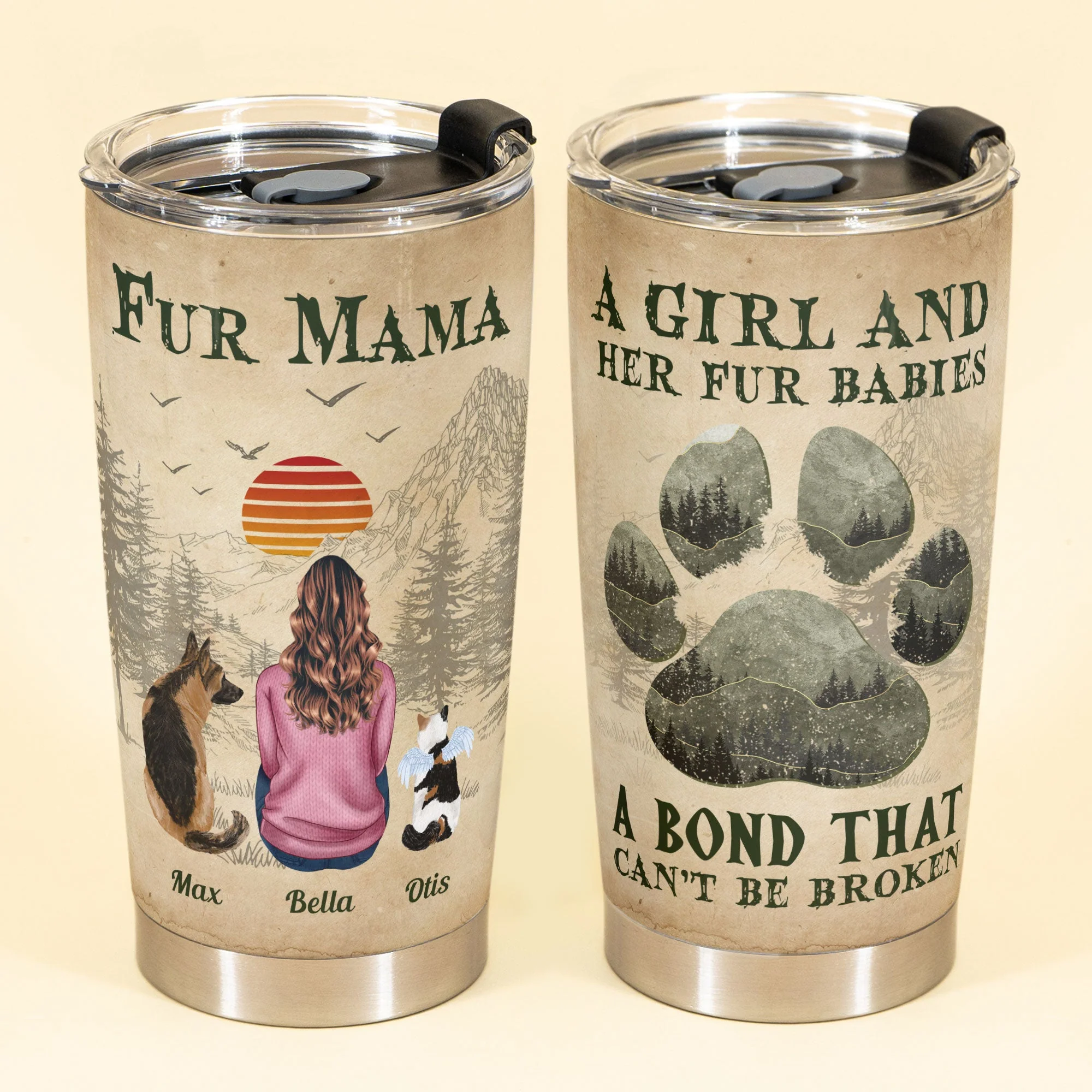 A Girl And Her Fur Babies Unbreakable Bond - Personalized Tumbler Cup - Image 2