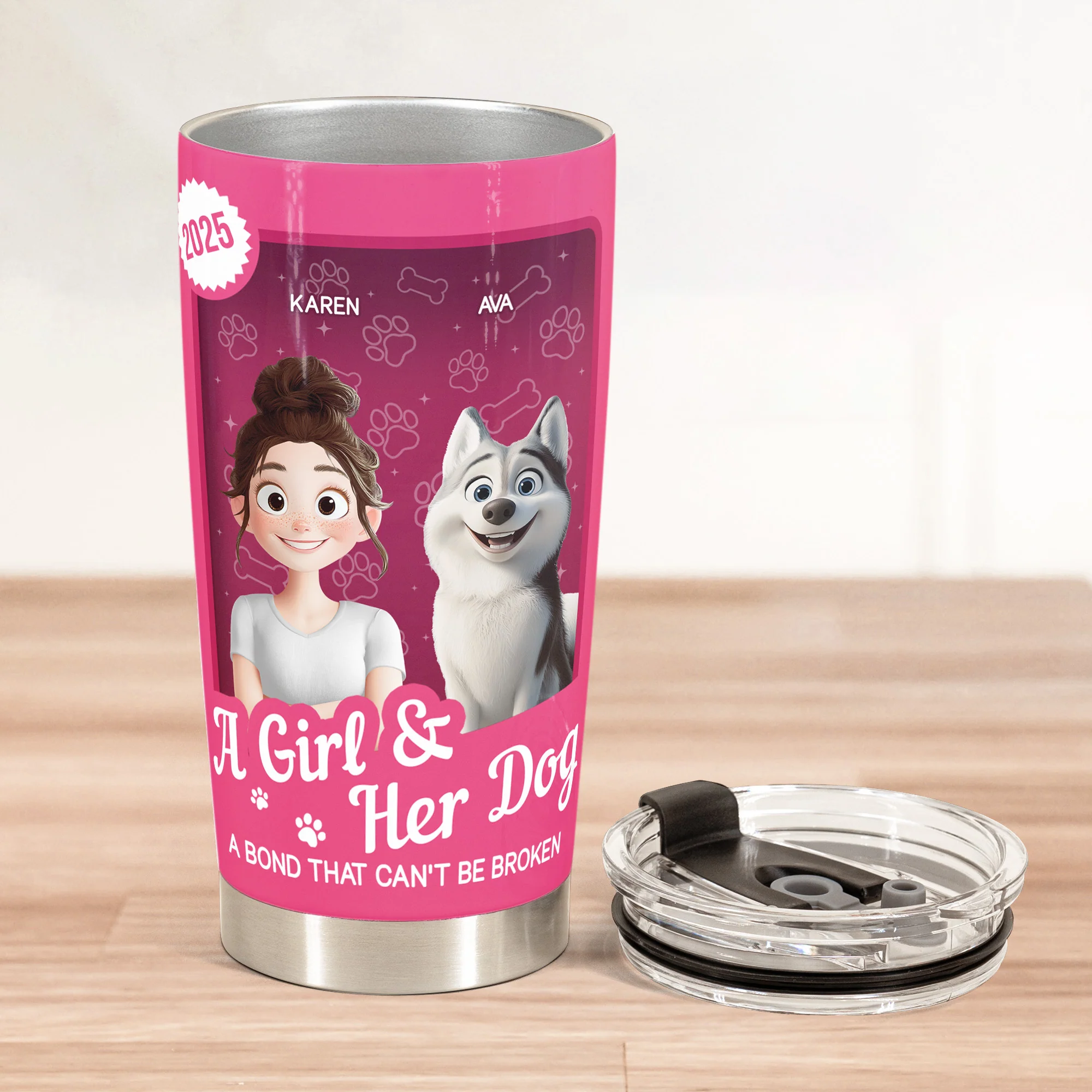 A Girl & Her Dogs Have An Unbreakable Bond Toy Box - Personalized Tumbler Cup - Image 4