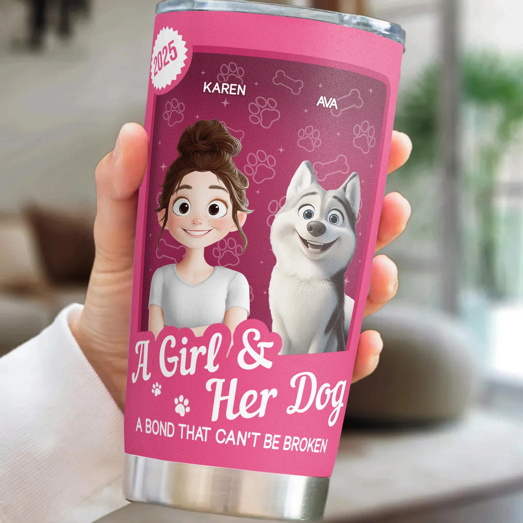 A Girl & Her Dogs Have An Unbreakable Bond Toy Box - Personalized Tumbler Cup - Image 5