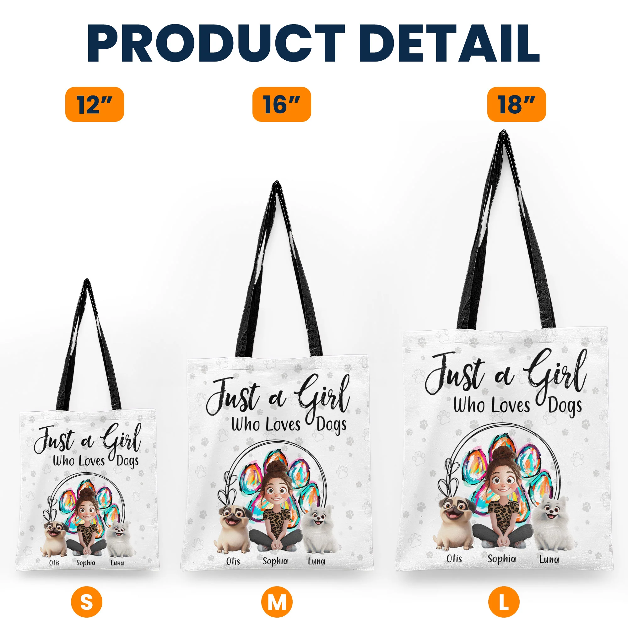 A Girl Loves Dogs - Personalized Tote Bag - Image 5