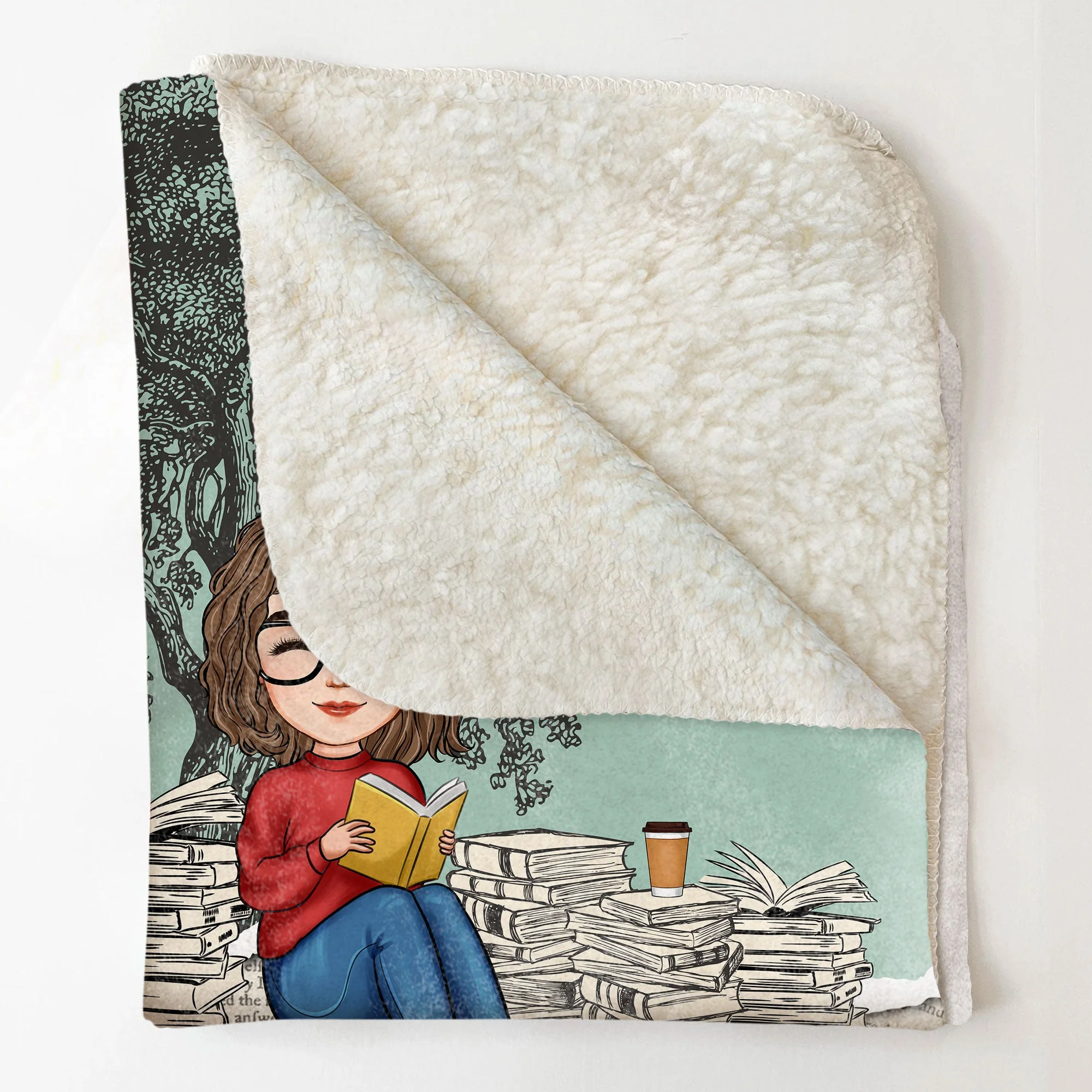 A Girl Who Really Loved Books - Personalized Blanket - Image 4