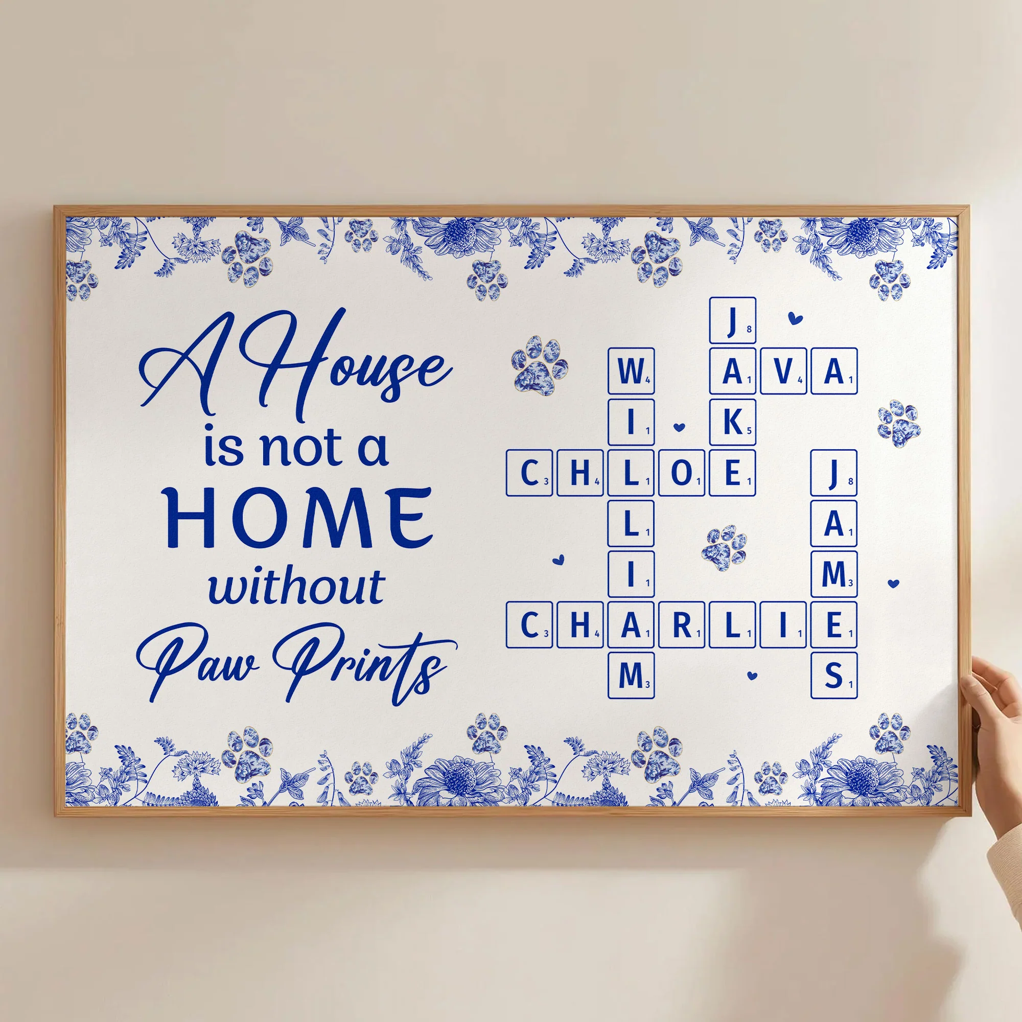 A House Is Not A Home Without Paw Prints Scrabble Toile - Personalized Poster - Image 4