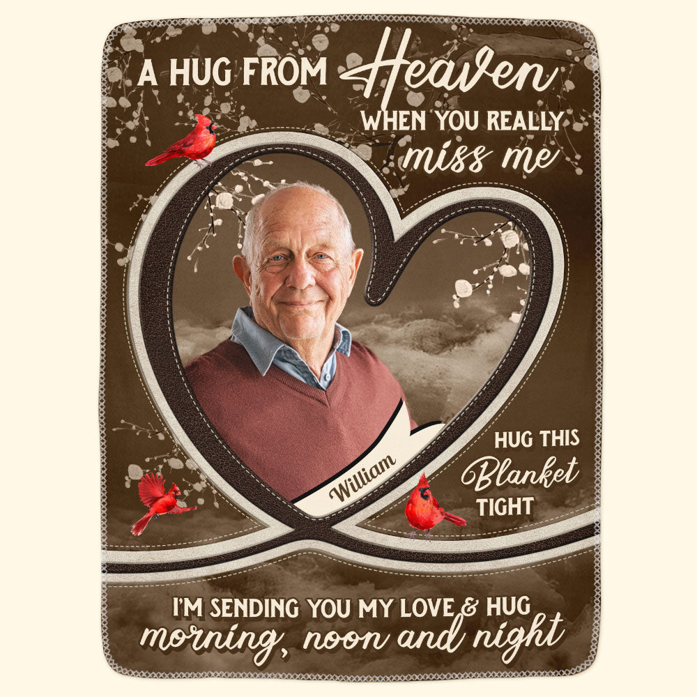 A Hug From Heaven I'm Sending You My Love & Hug - Personalized Photo Blanket - Image 2