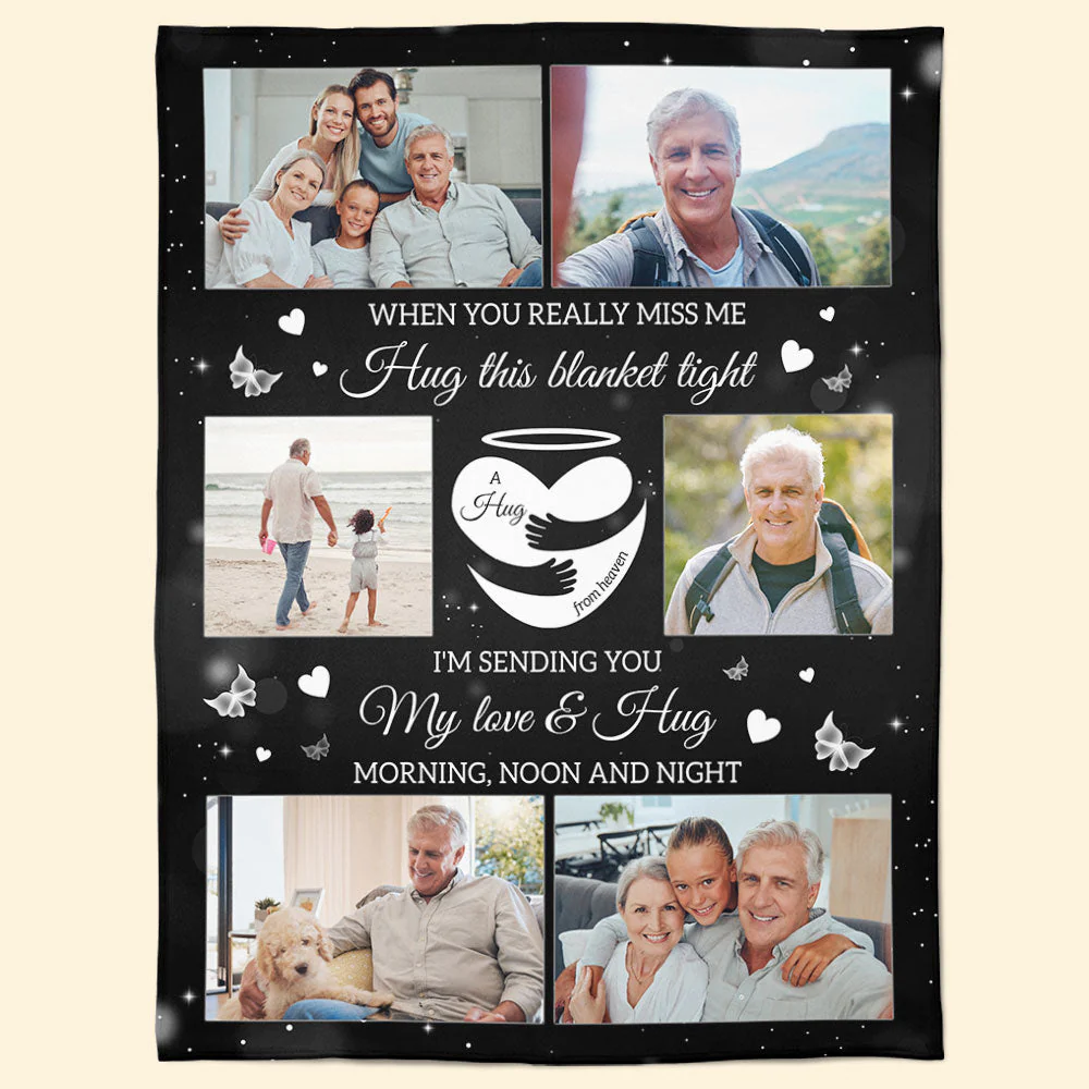A Hug From Heaven Memorial Gift - Personalized Memory Photo Blanket - Image 6