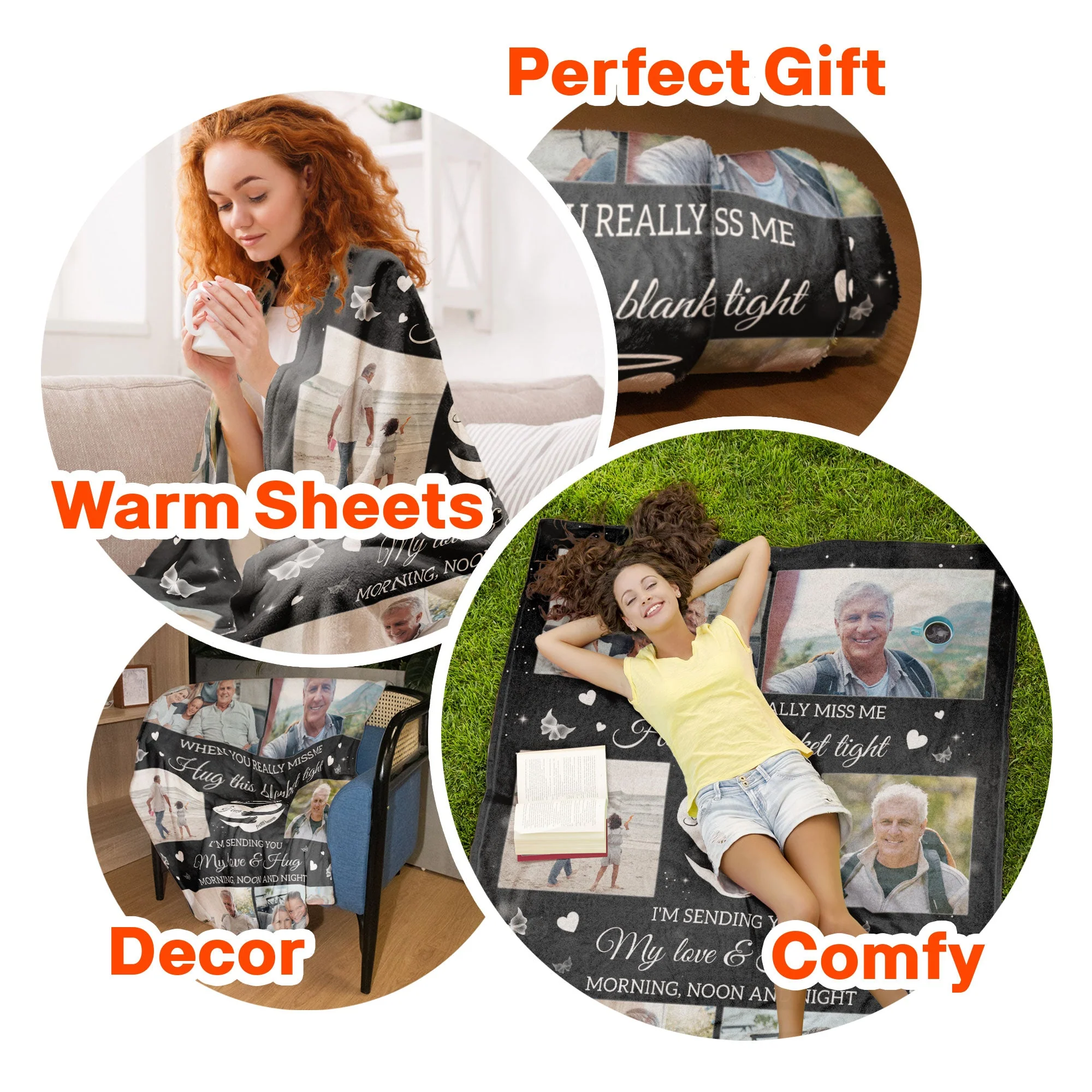 A Hug From Heaven Memorial Gift - Personalized Memory Photo Blanket - Image 9