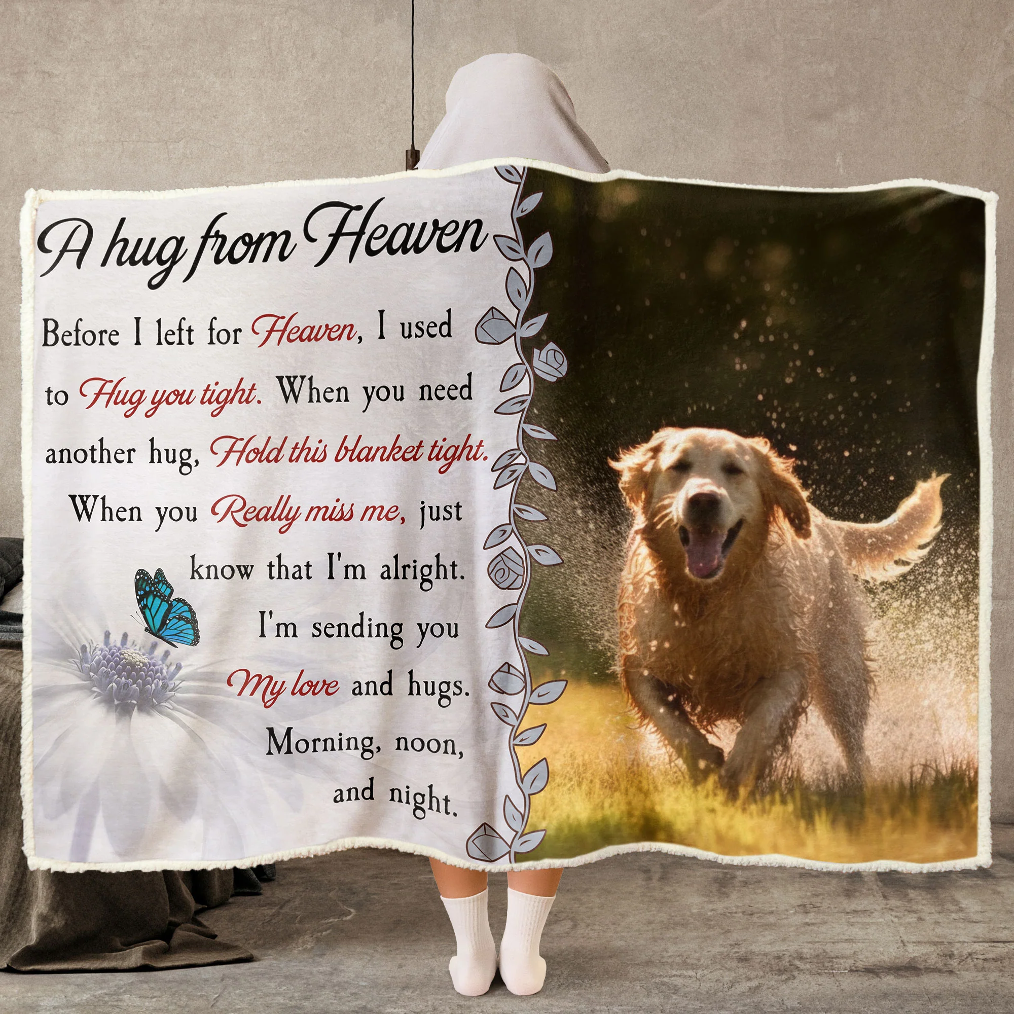 A Hug From Heaven - Personalized Photo Wearable Blanket Hoodie - Image 2