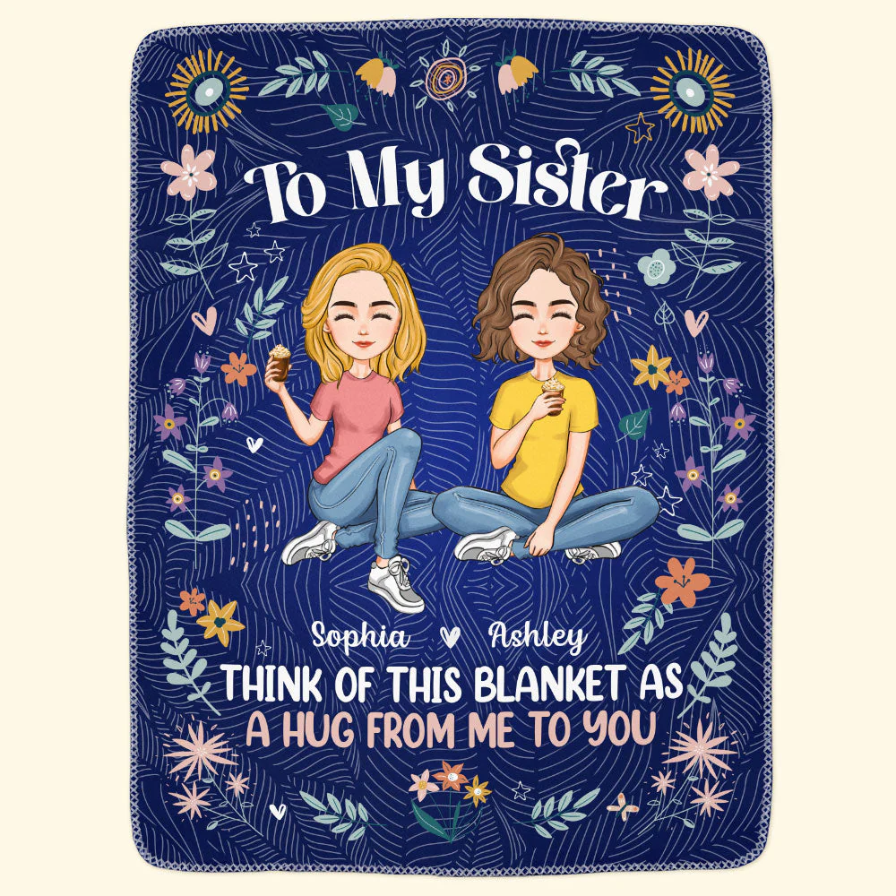 A Hug From Me To You - Personalized Sister Blanket - Image 4