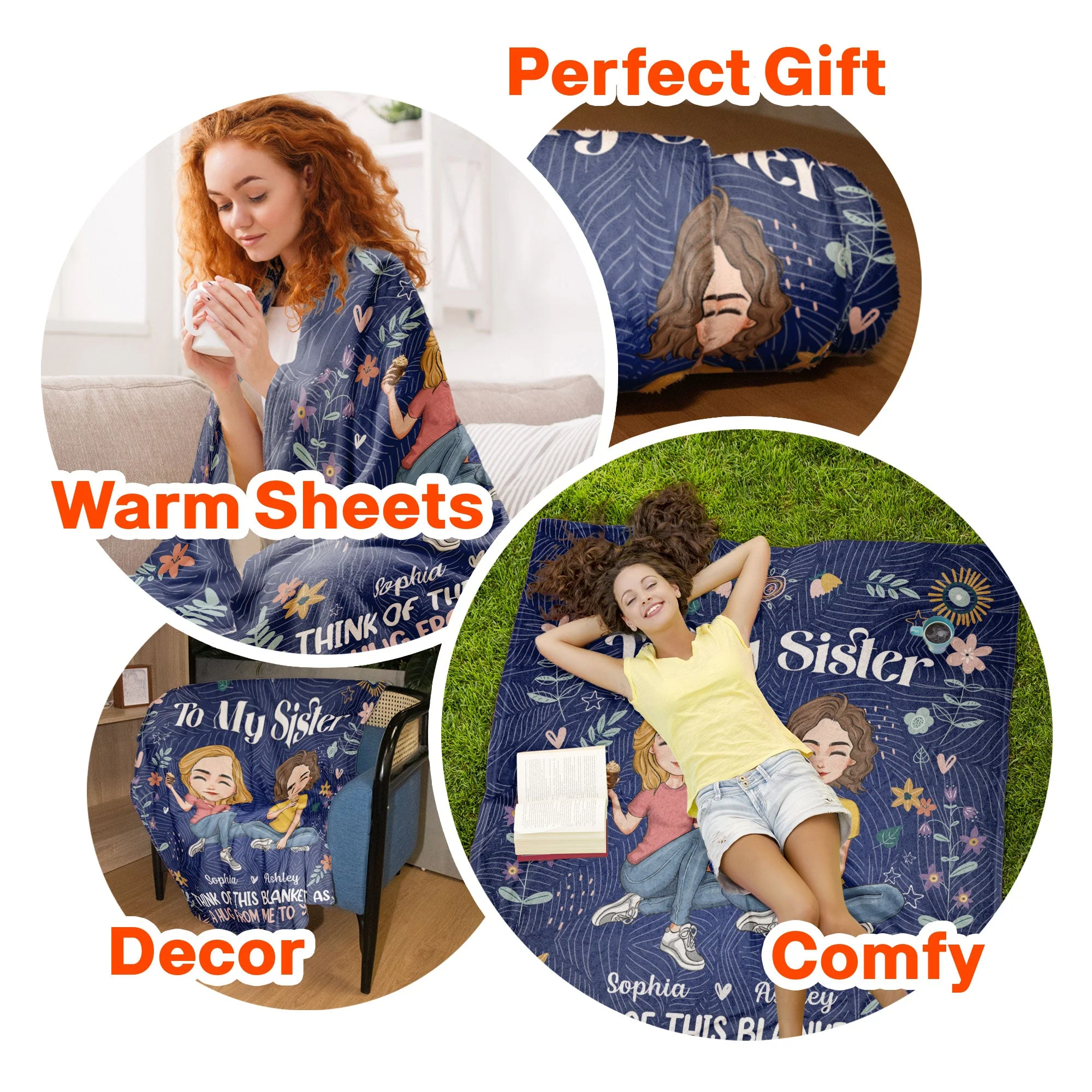 A Hug From Me To You - Personalized Sister Blanket - Image 7