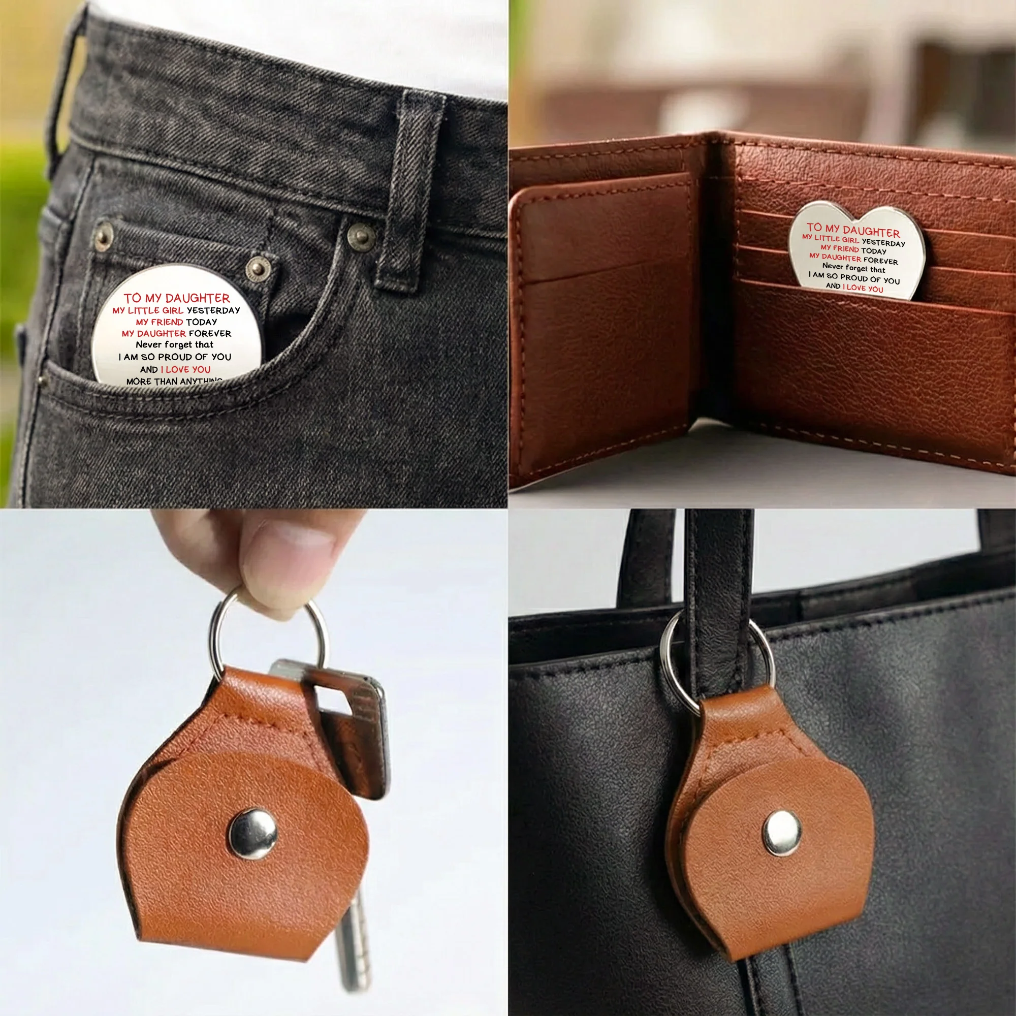 A Hug From Mom Gift For Daughter, Son - Personalized Leather Pocket Hug - Image 4