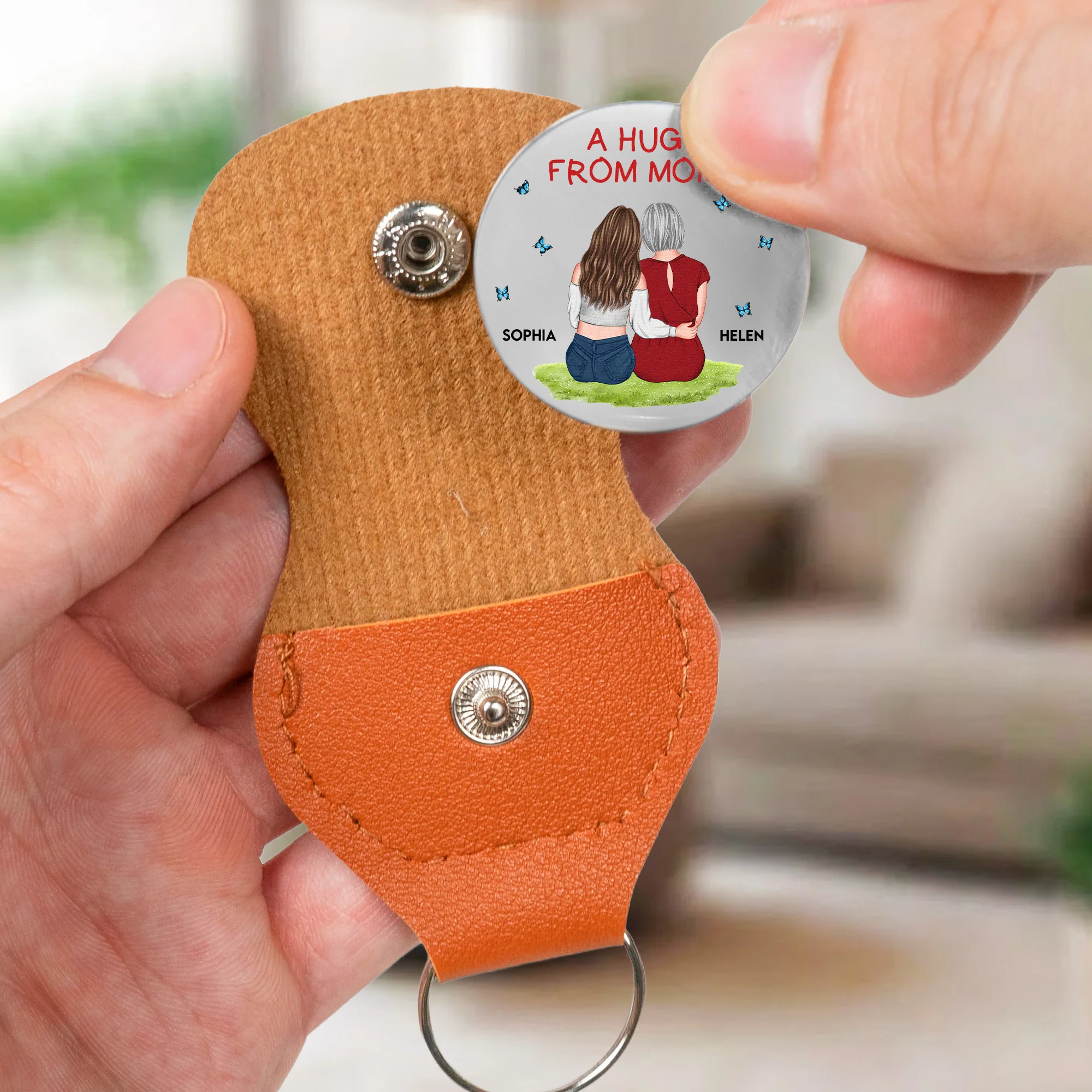 A Hug From Mom Gift For Daughter, Son - Personalized Leather Pocket Hug - Image 5