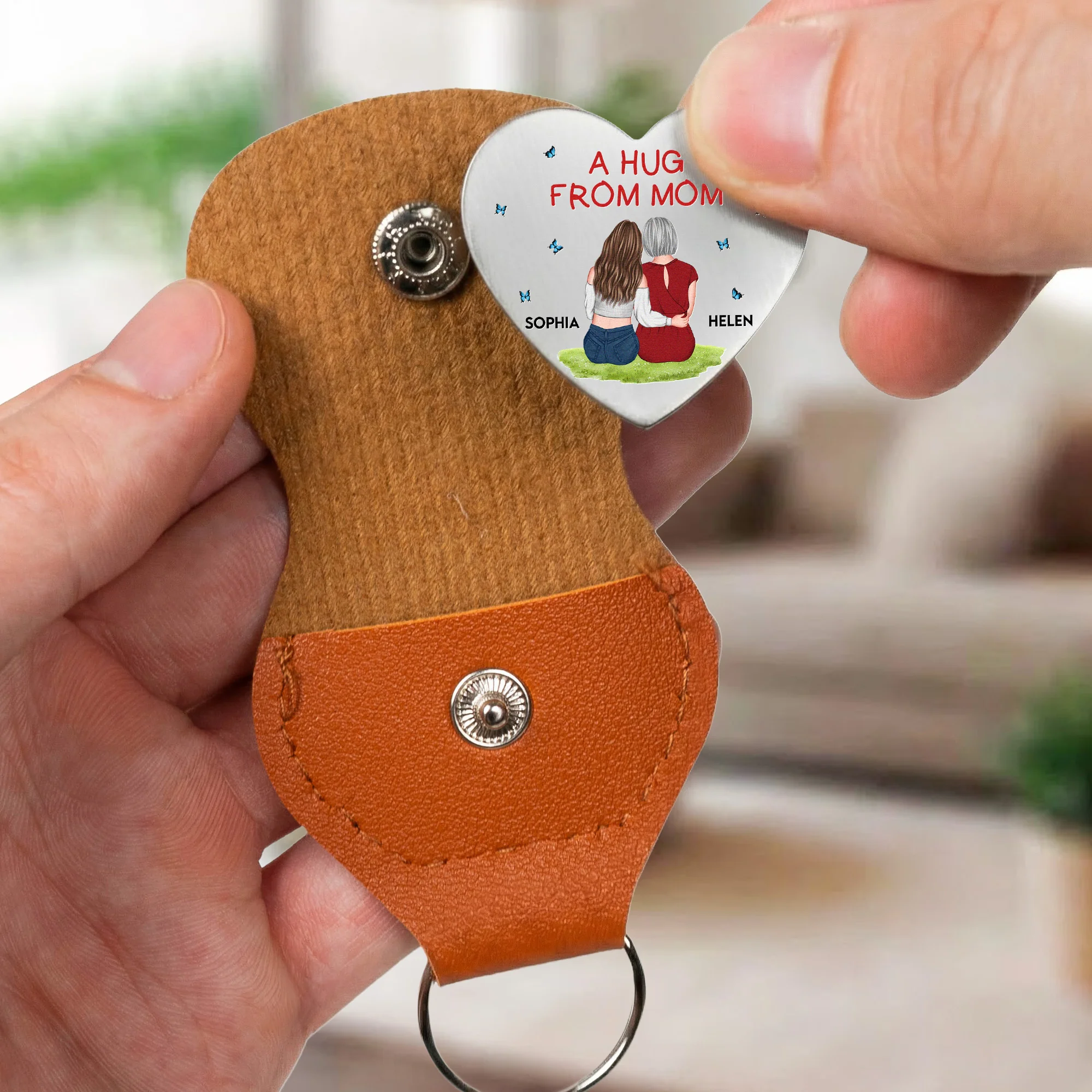 A Hug From Mom Gift For Daughter, Son - Personalized Leather Pocket Hug - Image 6